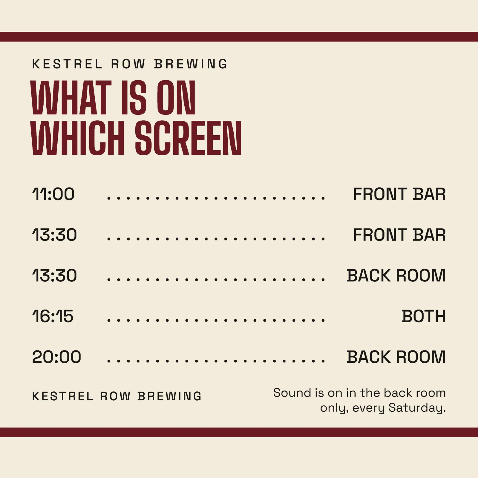 Oxblood Cream Leader Dot Board Taproom Football Facebook Post — 1:1 Facebook post template