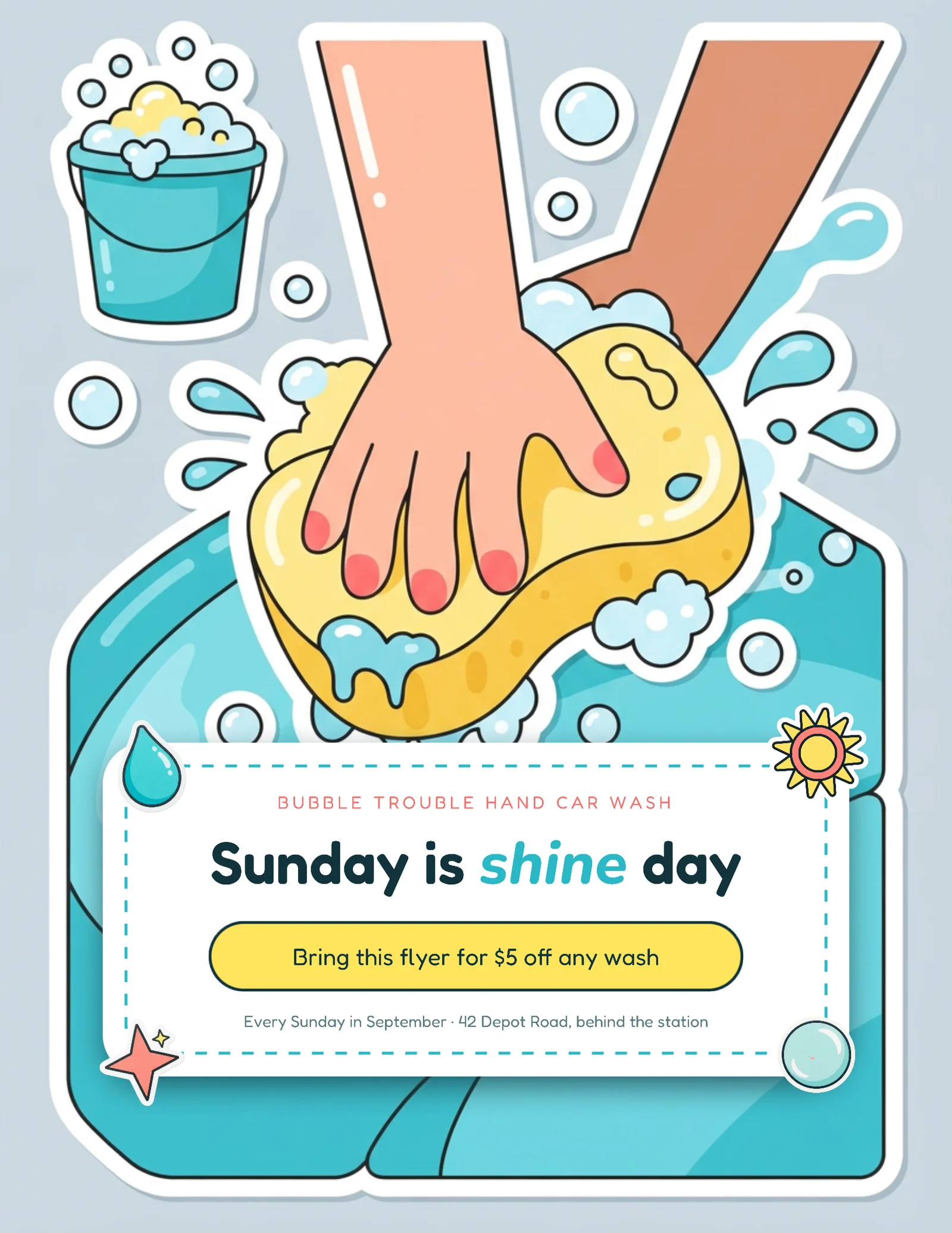 Sticker Sheet Car Wash Coupon Flyer — Letter Flyer template