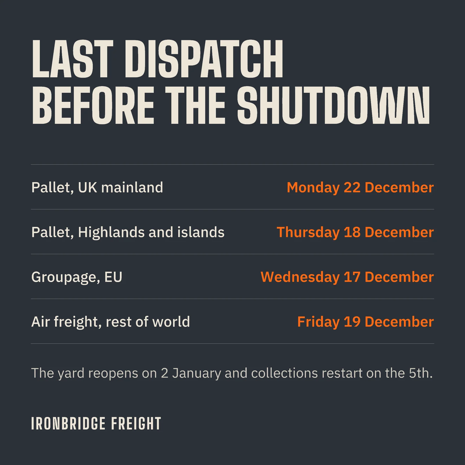 Cover Schedule Last Dispatch LinkedIn Post — 1:1 LinkedIn post template