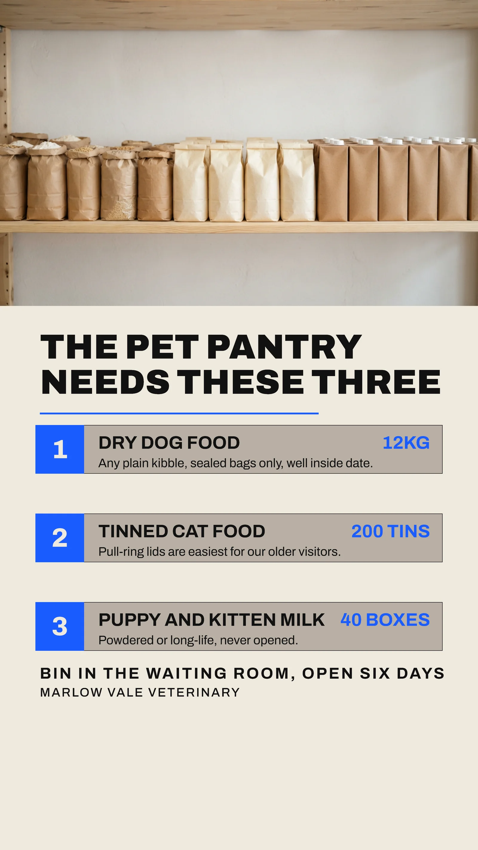 Shelf Edge Cards Veterinary Pet Pantry Instagram Story — 9:16 Instagram story template