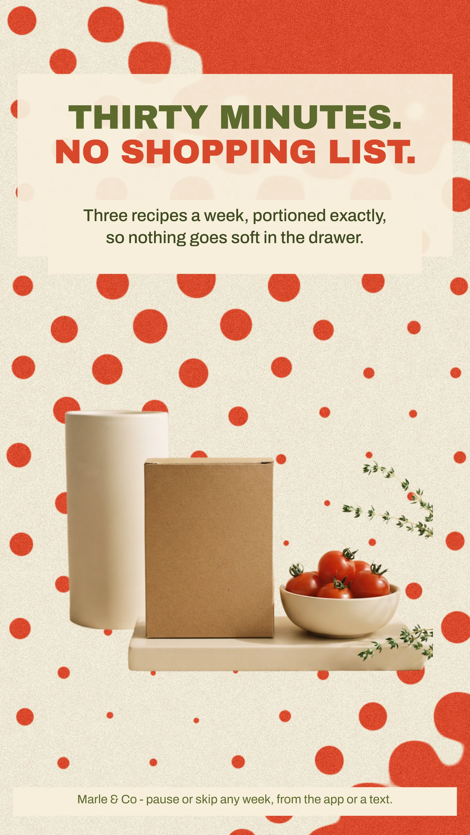 Halftone cell shader still life — 9:16 Instagram ad template