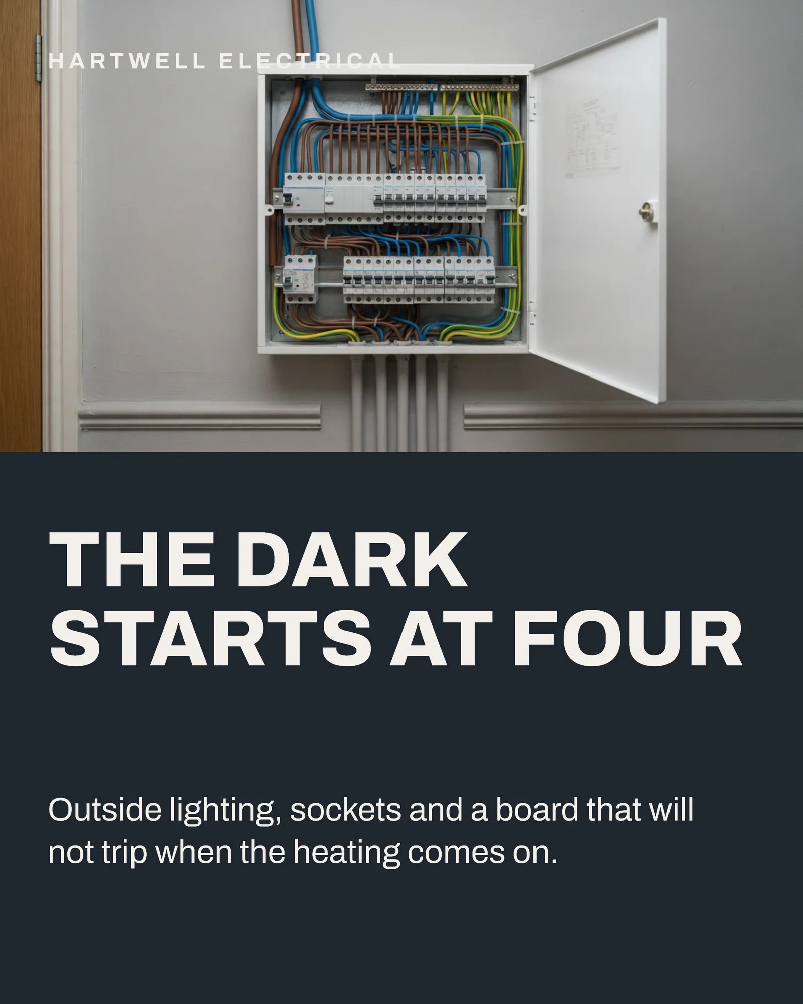 Slate Amber Horizon Split Electrical Winter Visit Facebook Carousel — 4-panel Facebook carousel carousel template, page 1 of 4