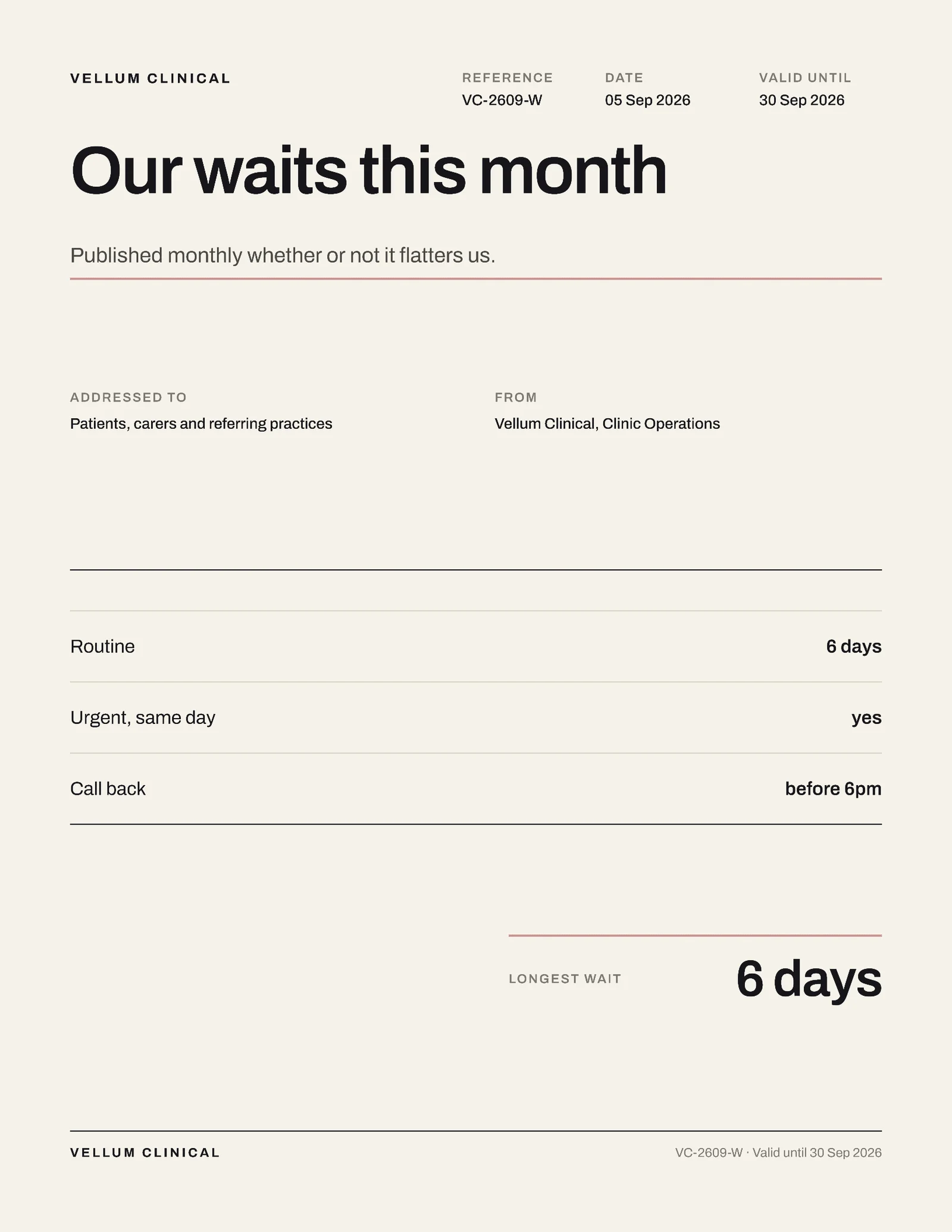 Actual Waits Proposal — 2-page Proposal template, page 1 of 2