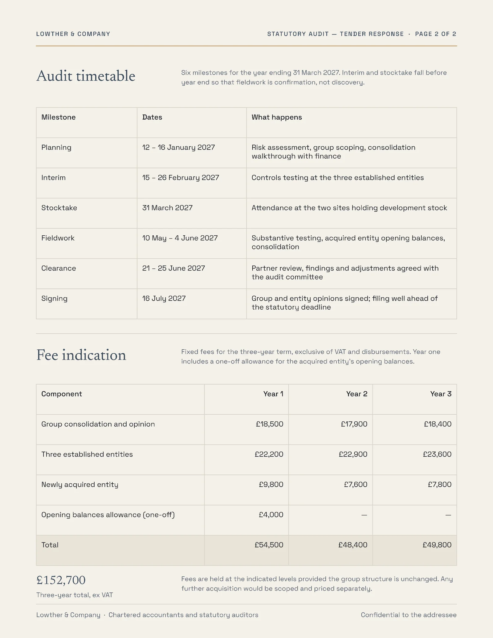 Statutory Audit Tender Proposal — 2-page Proposal template, page 2 of 2