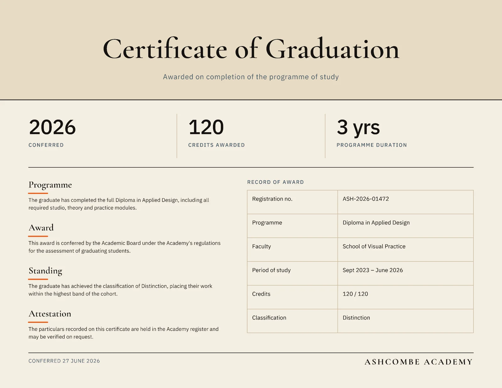 Graduation Cert Certificate — Letter landscape Certificate template