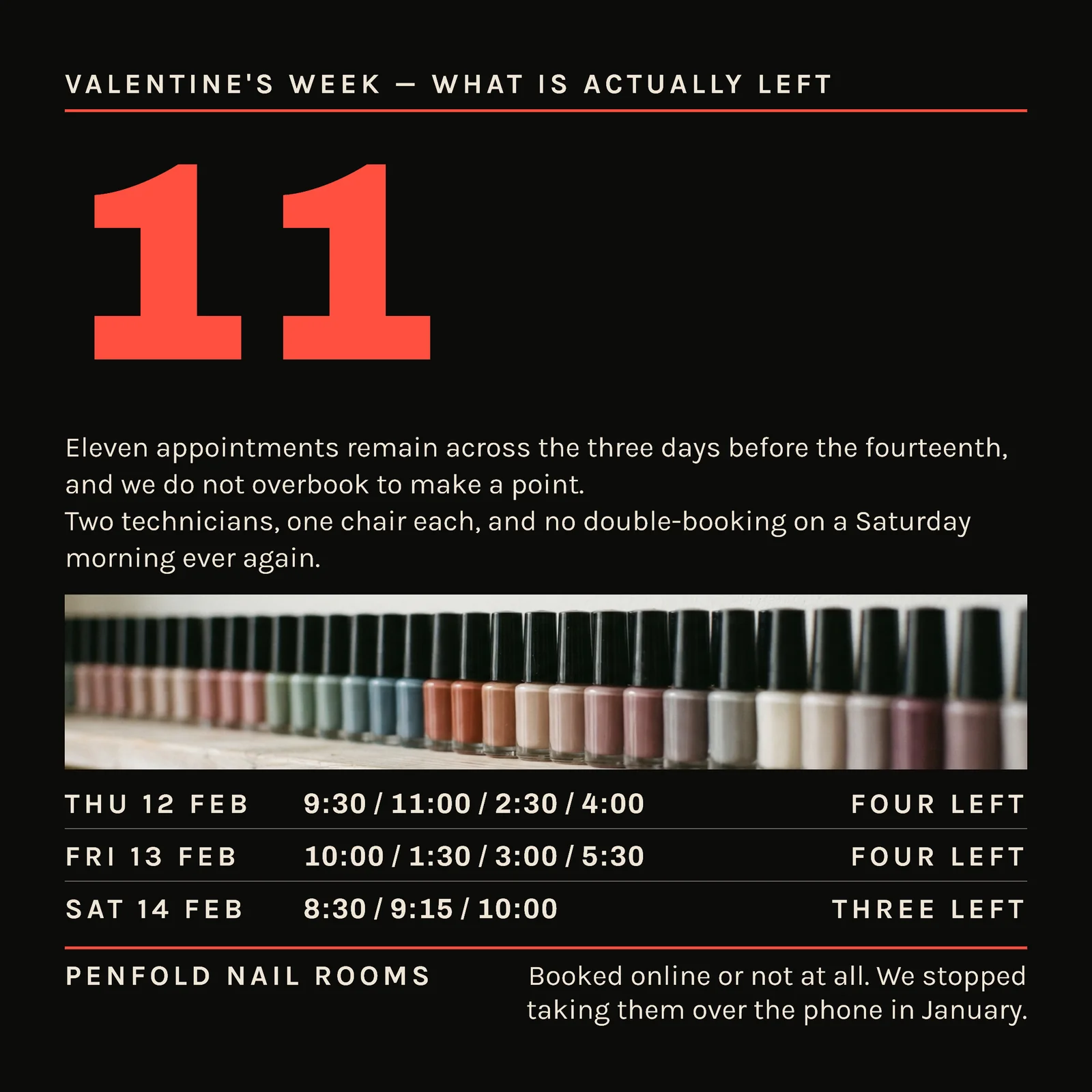 Ink Numeral Nail Salon Valentines Availability Instagram Ad — 1:1 Instagram ad template