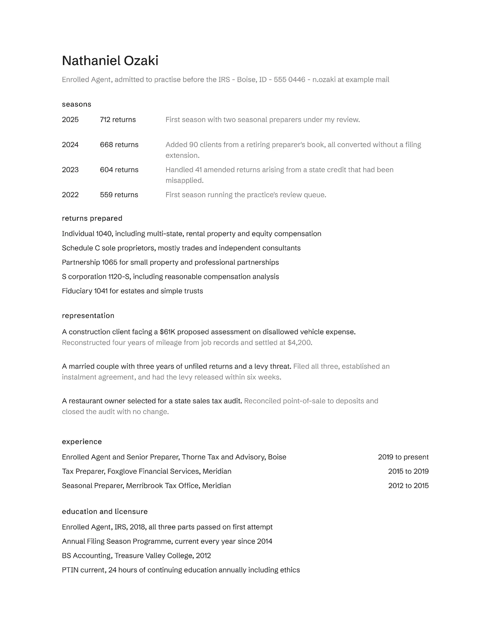 Tax Preparer Resume — Letter Resume template