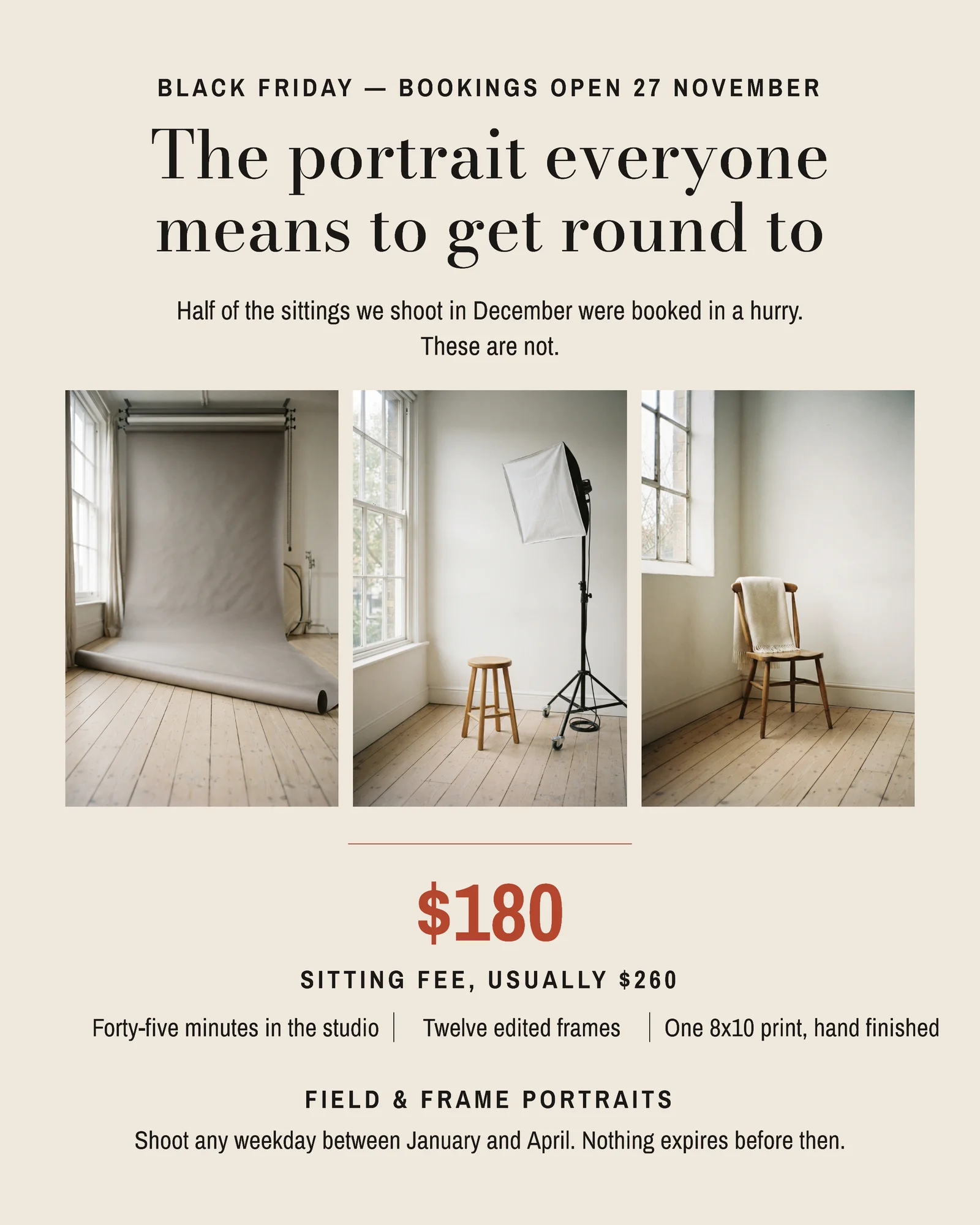 Chalk Contact Strip Portrait Studio Black Friday Instagram Ad — 4:5 Instagram ad template