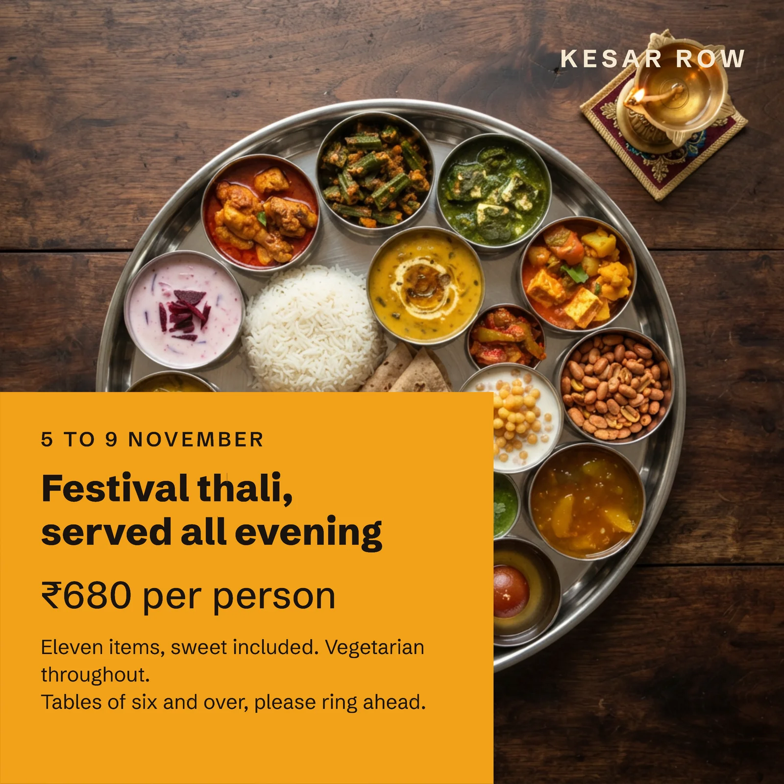 Diwali Thali Restaurant Instagram Ad — 1:1 Instagram ad template