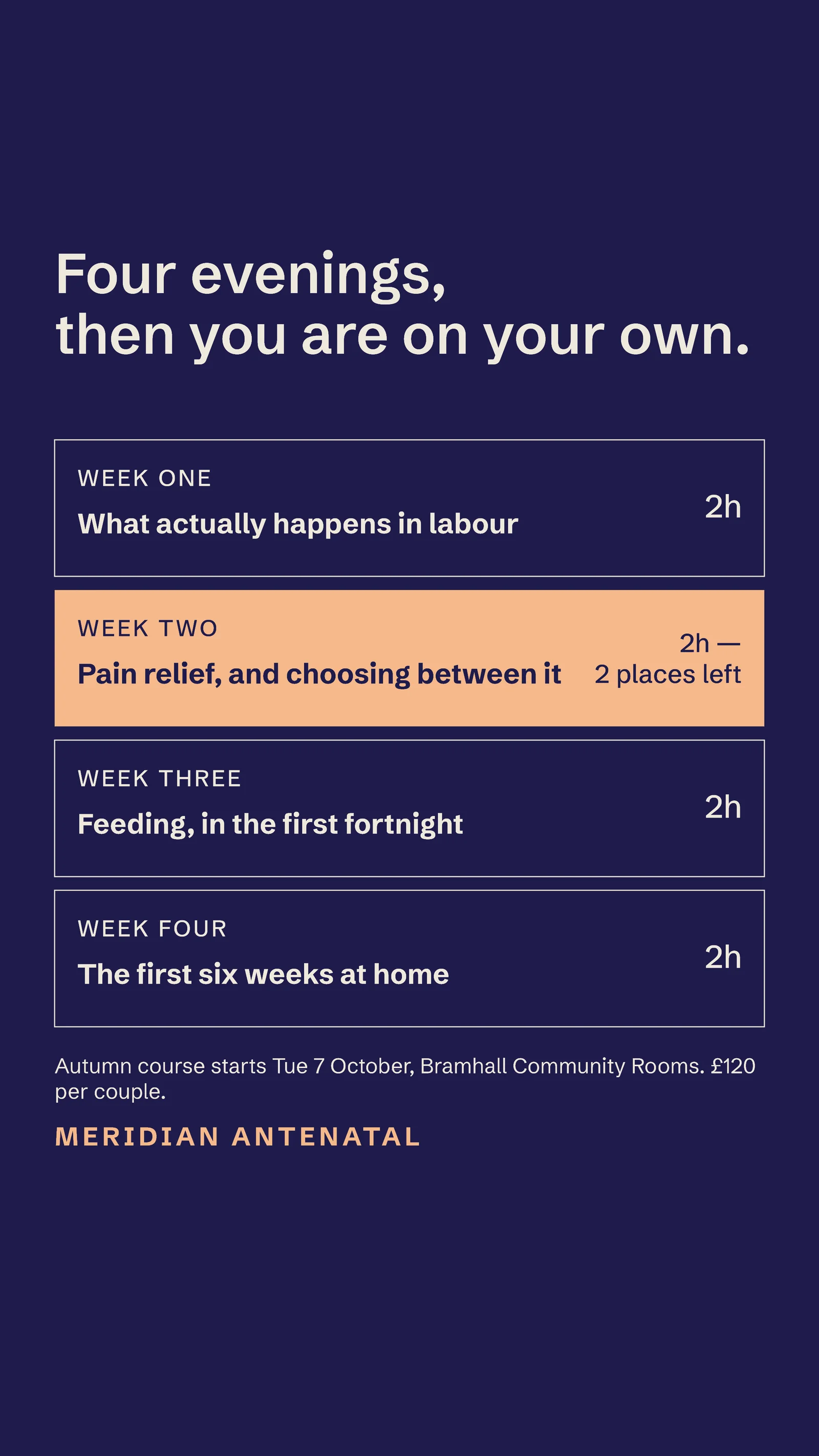 Indigo Timetable Column Antenatal Classes Facebook Story — 9:16 Facebook story template