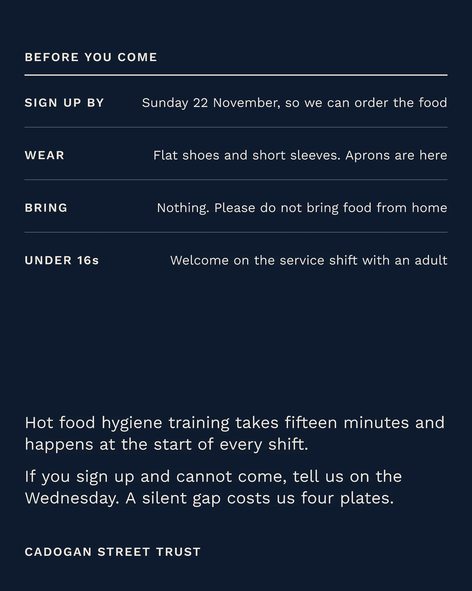 Navy Giant Clock Nonprofit Thanksgiving Volunteer Shifts Facebook Carousel — 5-panel Facebook carousel carousel template, page 5 of 5
