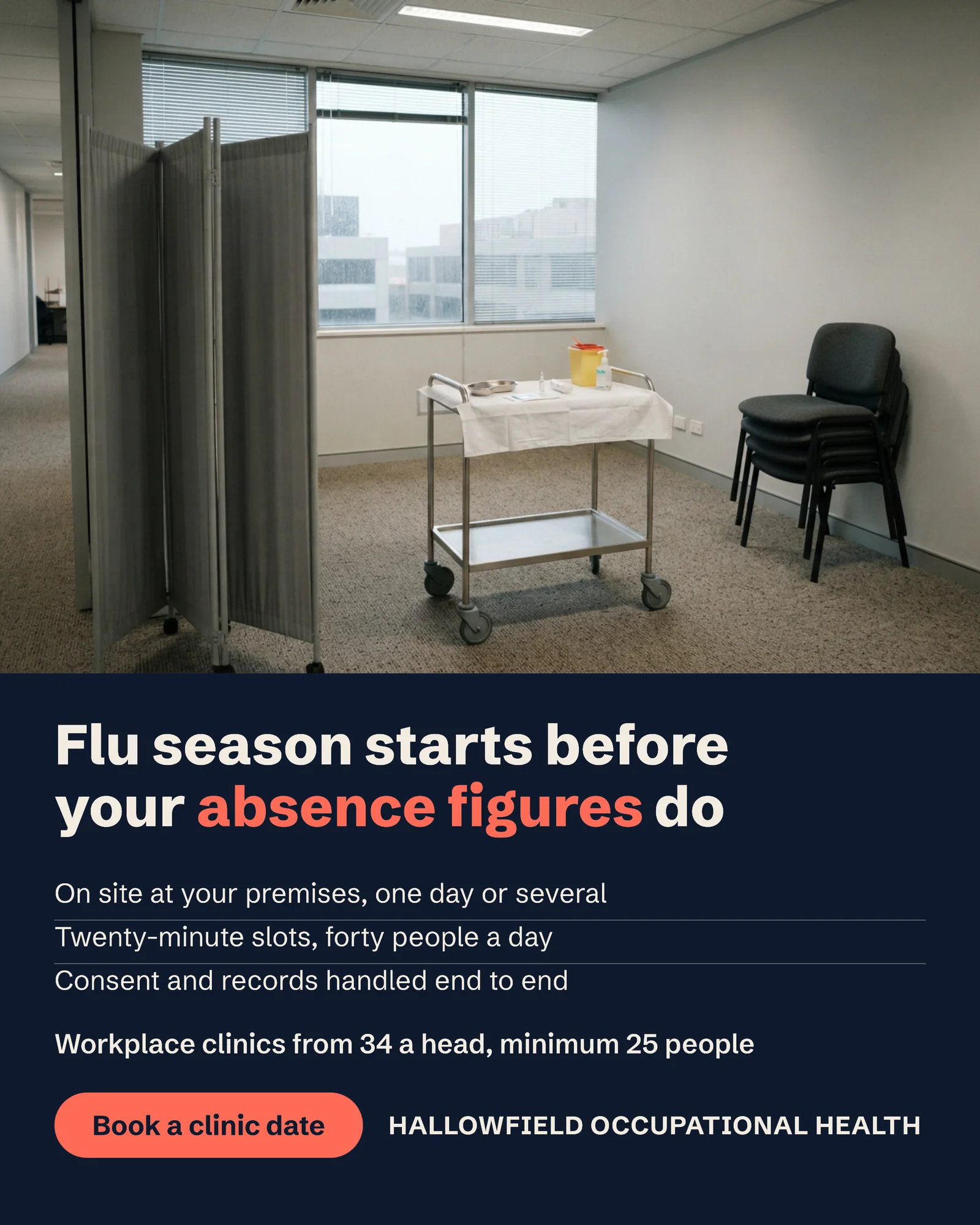 Occupational Health Winter Workplace Clinics LinkedIn Ad — 4:5 LinkedIn ad template