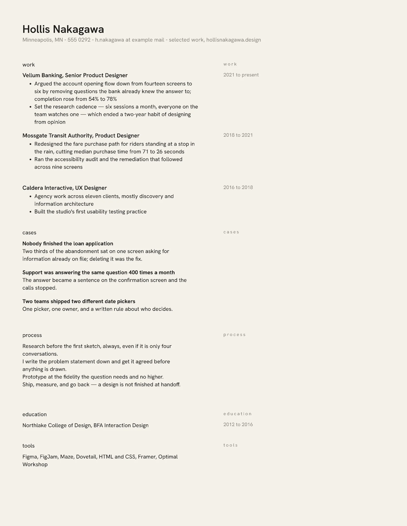 UX Designer Resume — Letter Resume template