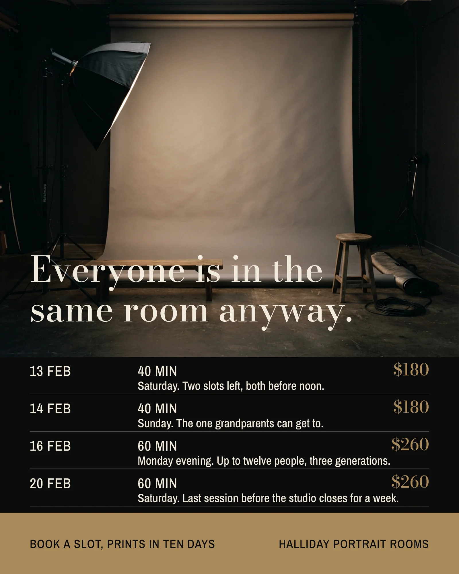 Ink Brass Slot Ladder Portrait Studio Family Sessions Instagram Ad — 4:5 Instagram ad template