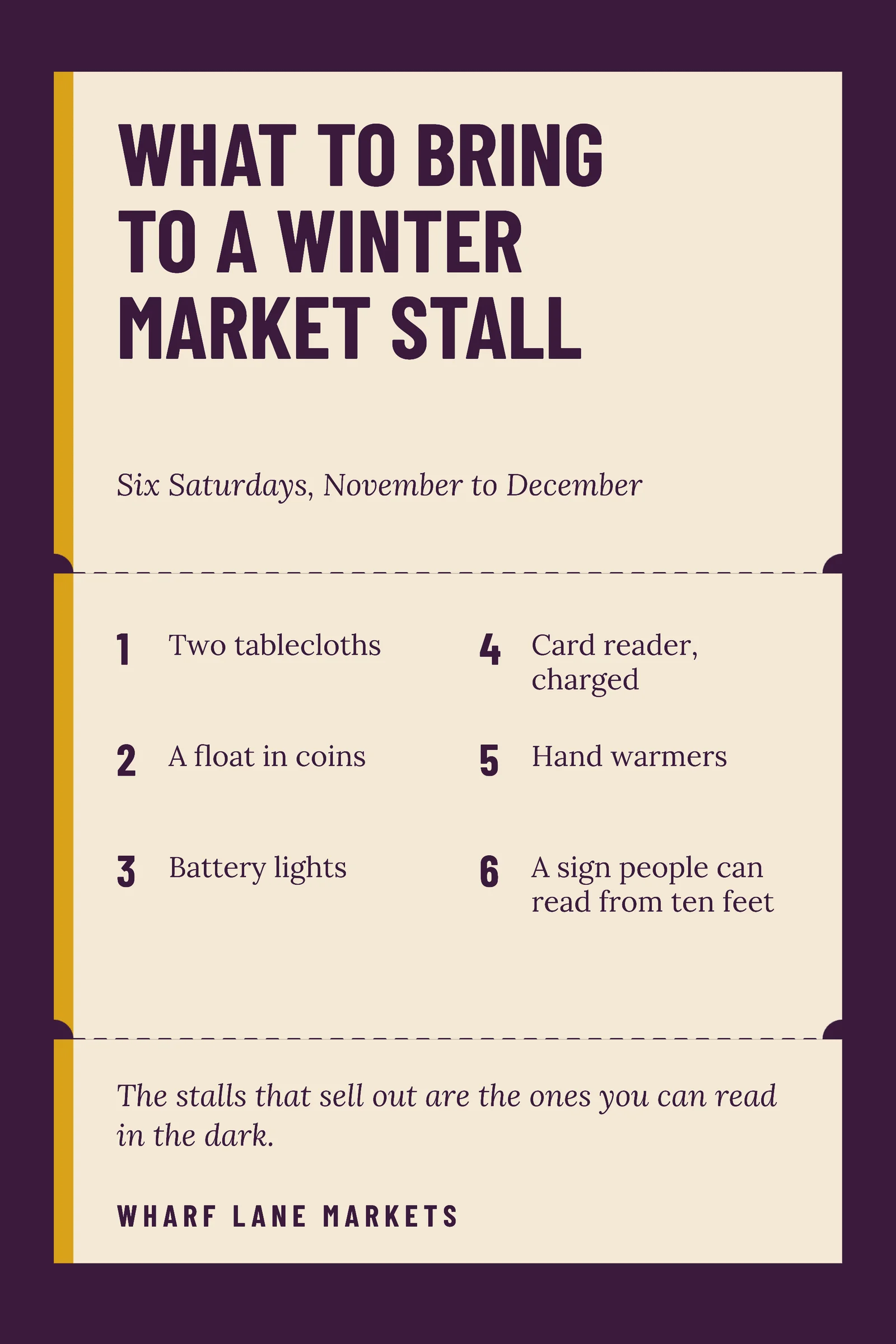Market Stall Ticket List Pinterest Pin — 2:3 Pinterest pin template