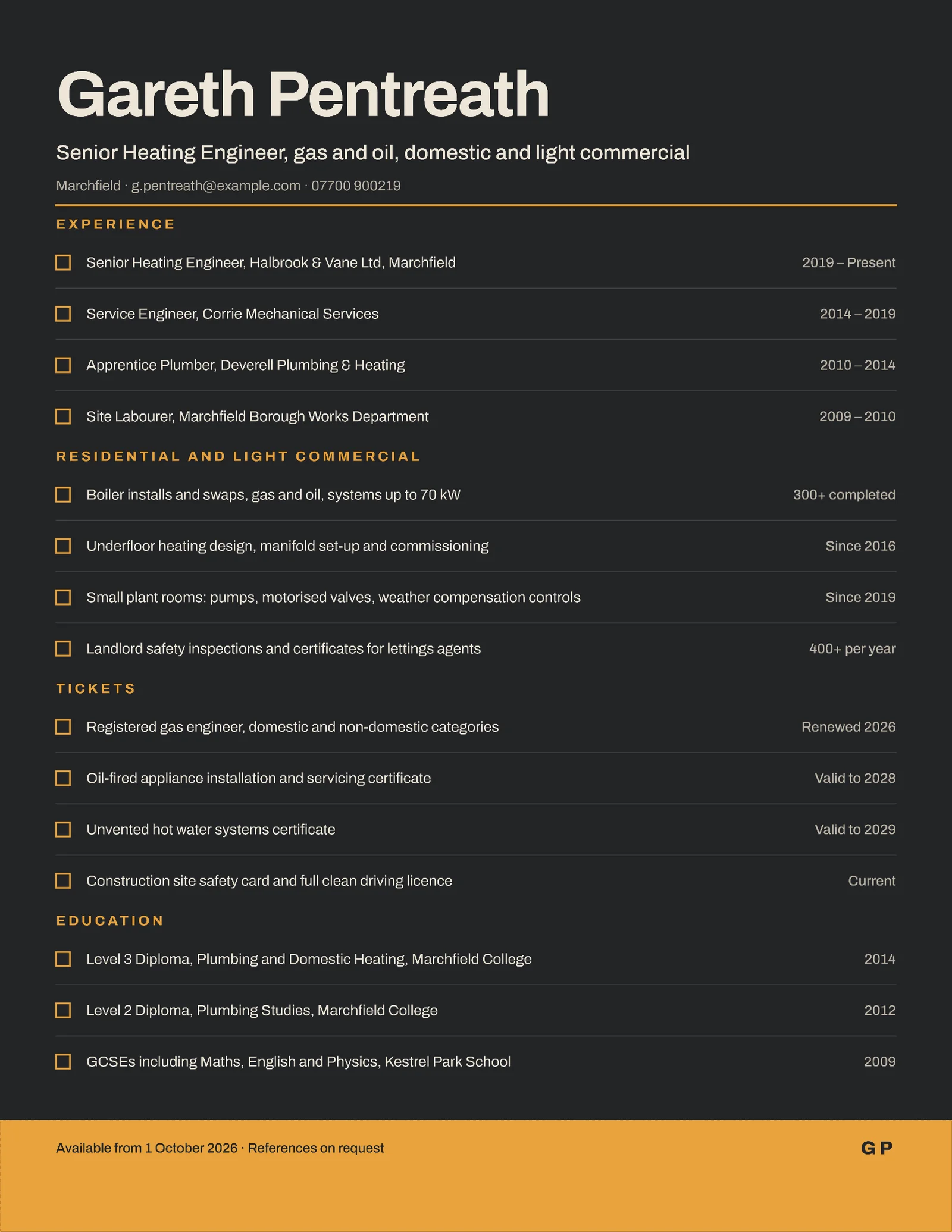 Site Manager Resume — 2-page Resume template, page 1 of 2