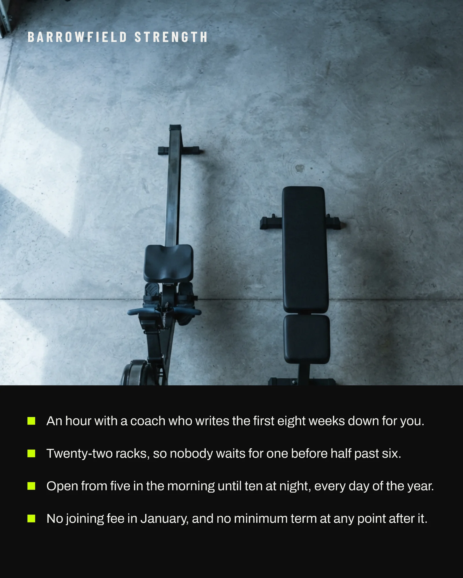 Black Lime Photo Band Strength Gym January Induction Facebook Carousel — 4-panel Facebook carousel carousel template, page 3 of 4