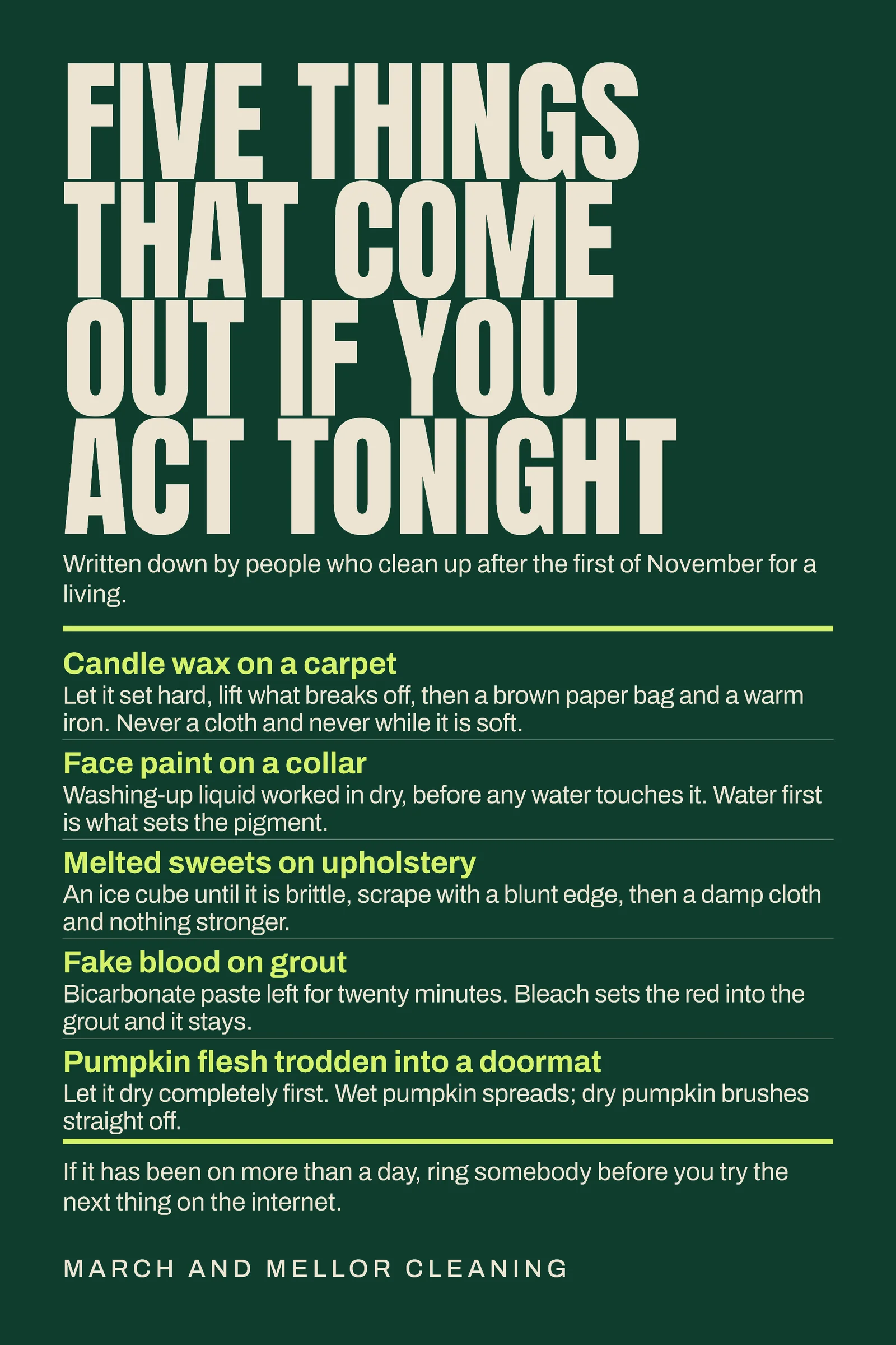 Bottle Green Row List Cleaning Halloween Stains Pinterest Pin — 2:3 Pinterest pin template