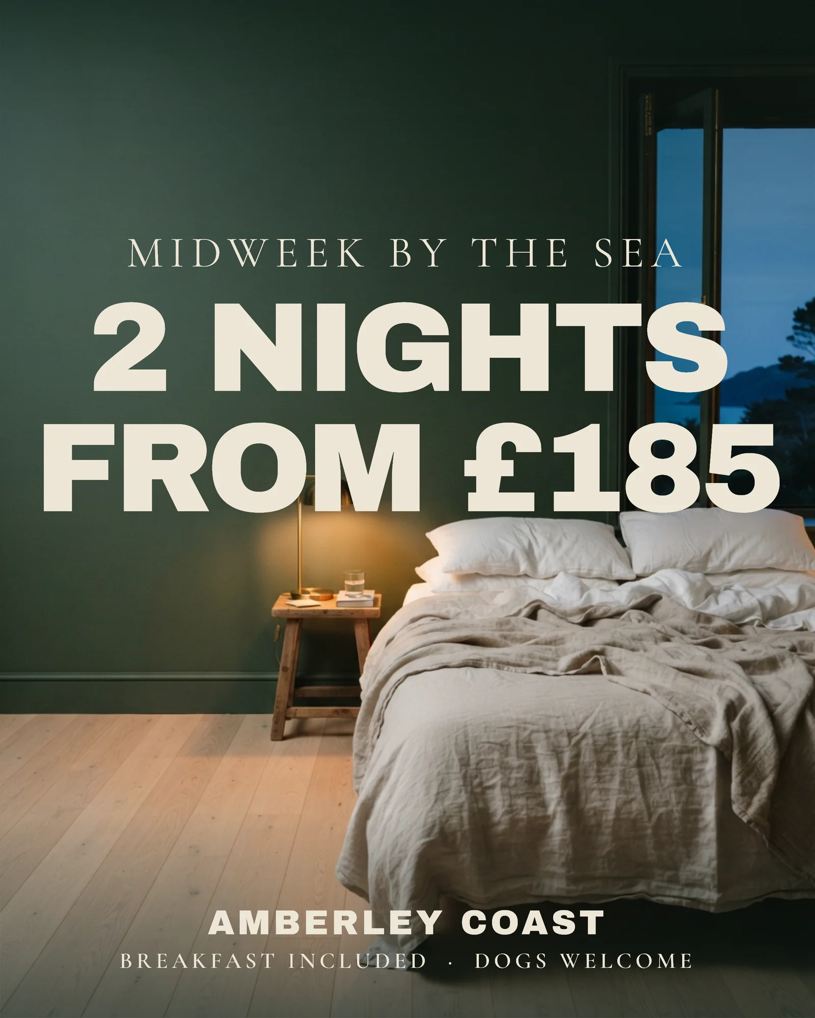 Dusk room with big price — 4:5 Instagram ad template
