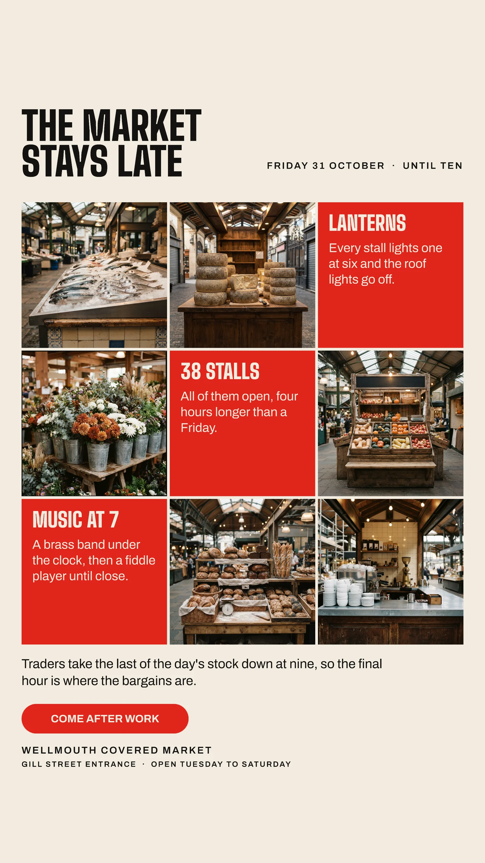 Bone Nine Cell Grid Covered Market Late Night Facebook Story — 9:16 Facebook story template
