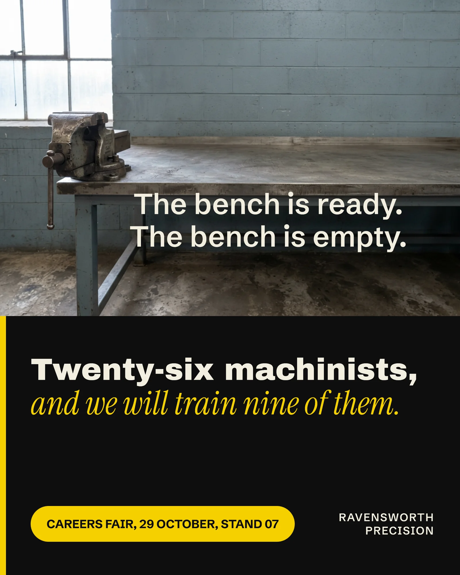 Workshop Yellow Hard Split Machinist Intake LinkedIn Ad — 4:5 LinkedIn ad template