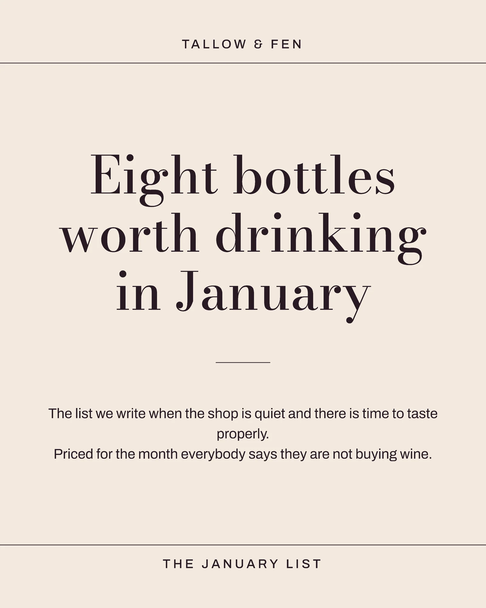 Paper Aubergine Lot Grid Wine Merchant January List Facebook Carousel — 4-panel Facebook carousel carousel template, page 1 of 4