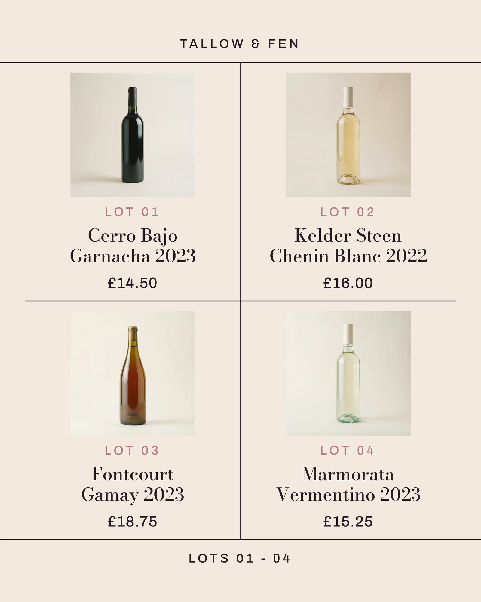 Paper Aubergine Lot Grid Wine Merchant January List Facebook Carousel — 4-panel Facebook carousel carousel template, page 2 of 4