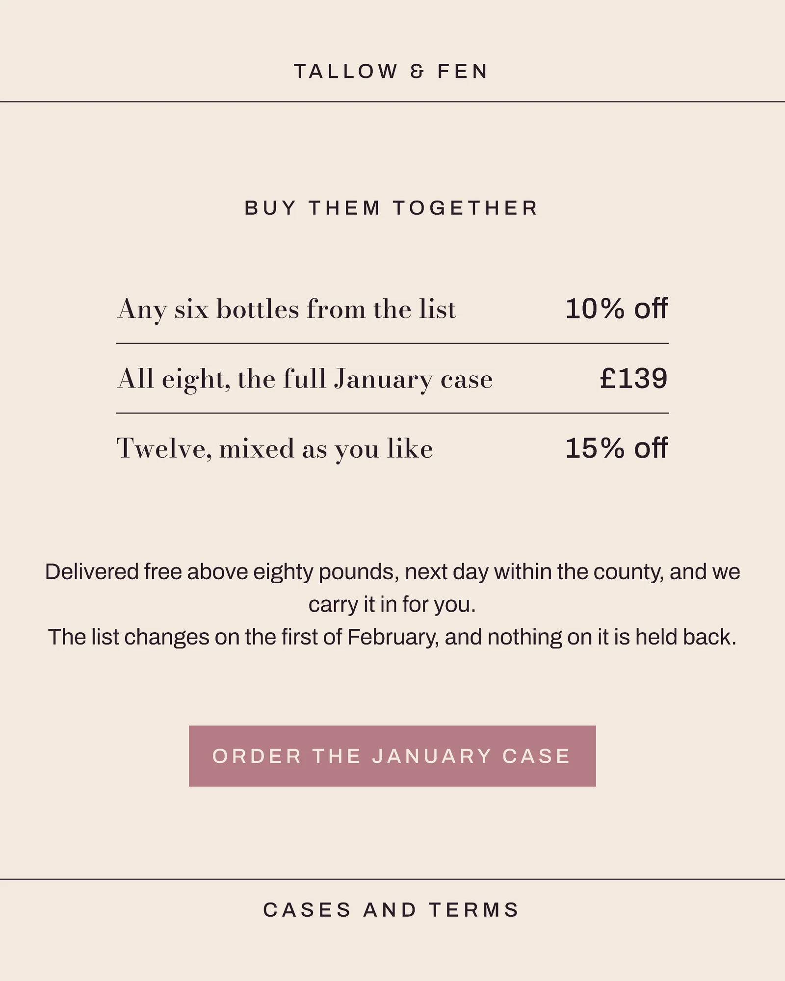 Paper Aubergine Lot Grid Wine Merchant January List Facebook Carousel — 4-panel Facebook carousel carousel template, page 4 of 4