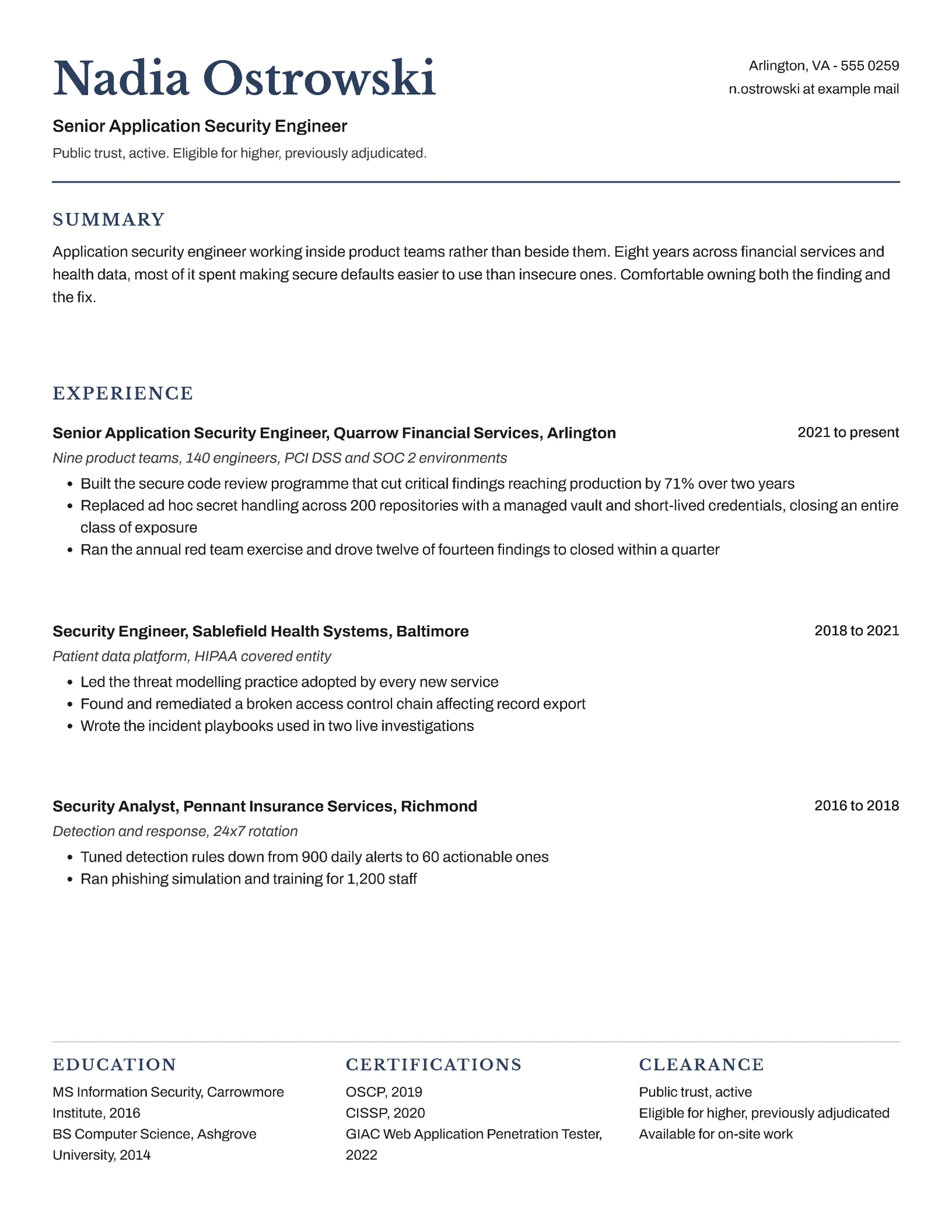 Cyber Security Resume — Letter Resume template