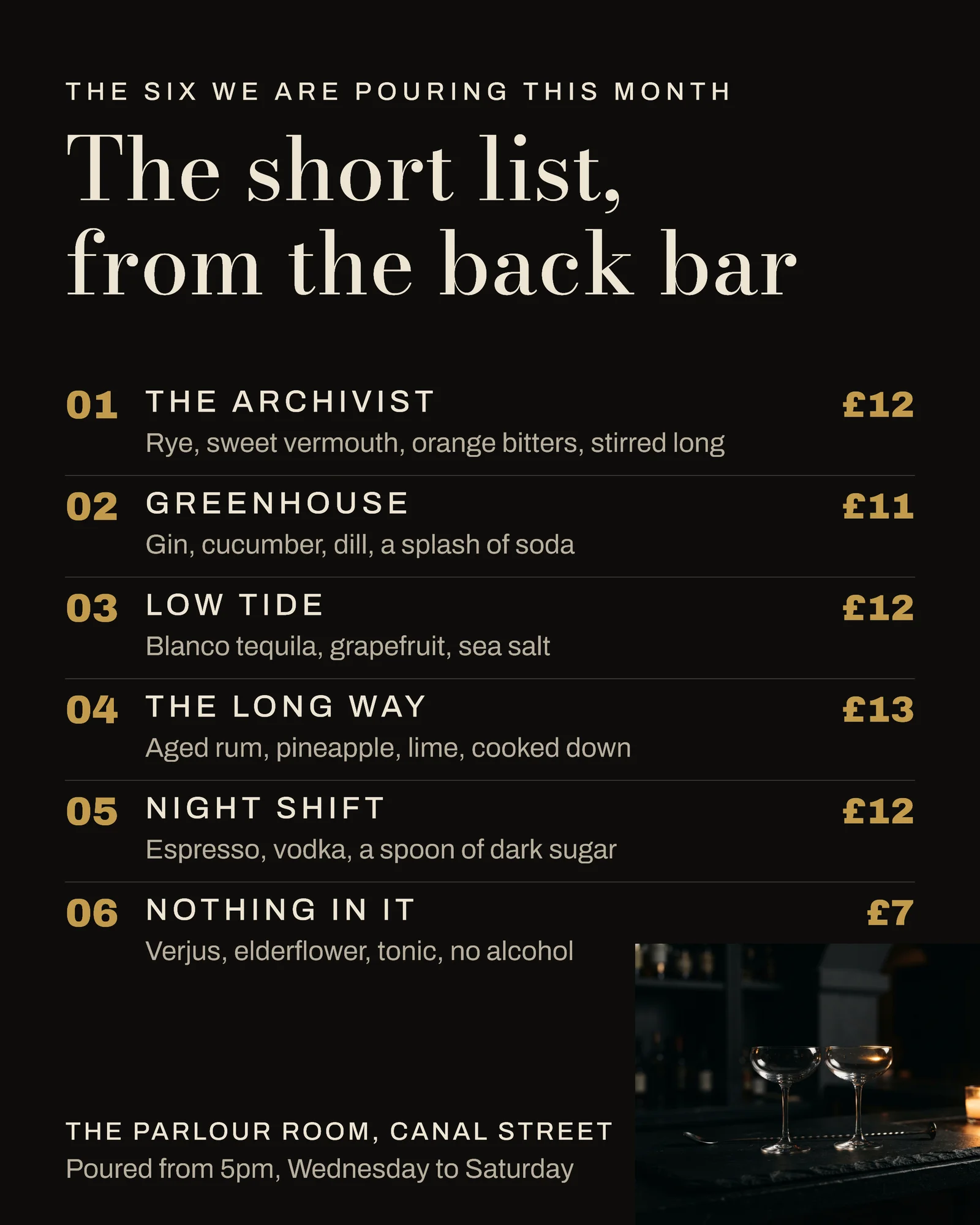 Near Black Brass Numbered List Parlour Room Short List Instagram Ad — 4:5 Instagram ad template