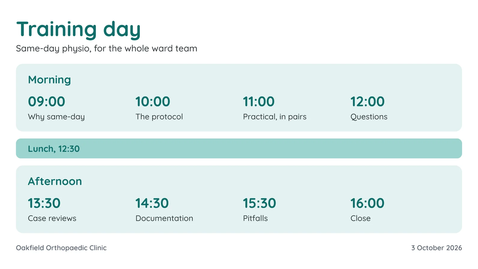 Morning Afternoon Agenda Slide — 16:9 Slide template