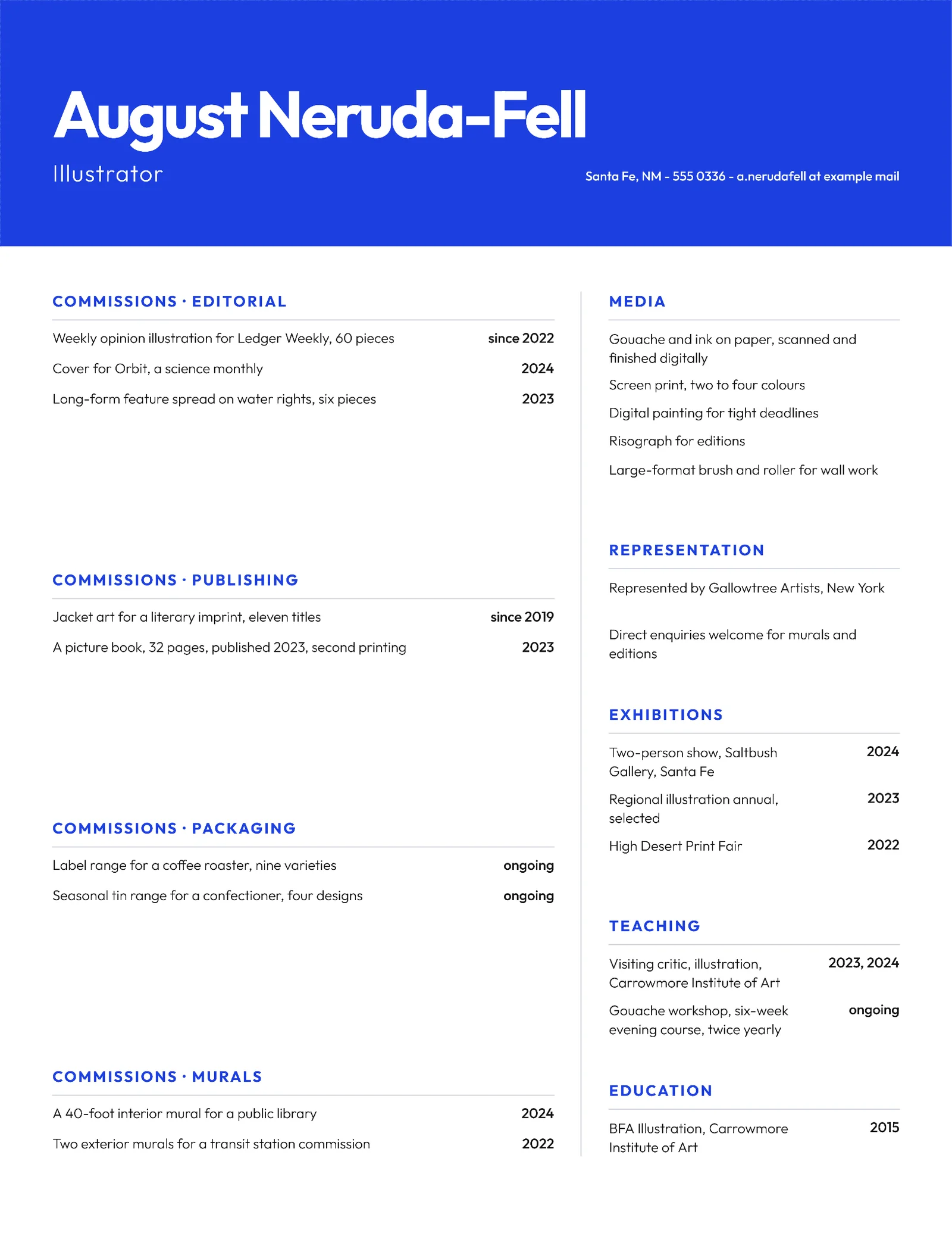 Illustrator Resume — Letter Resume template