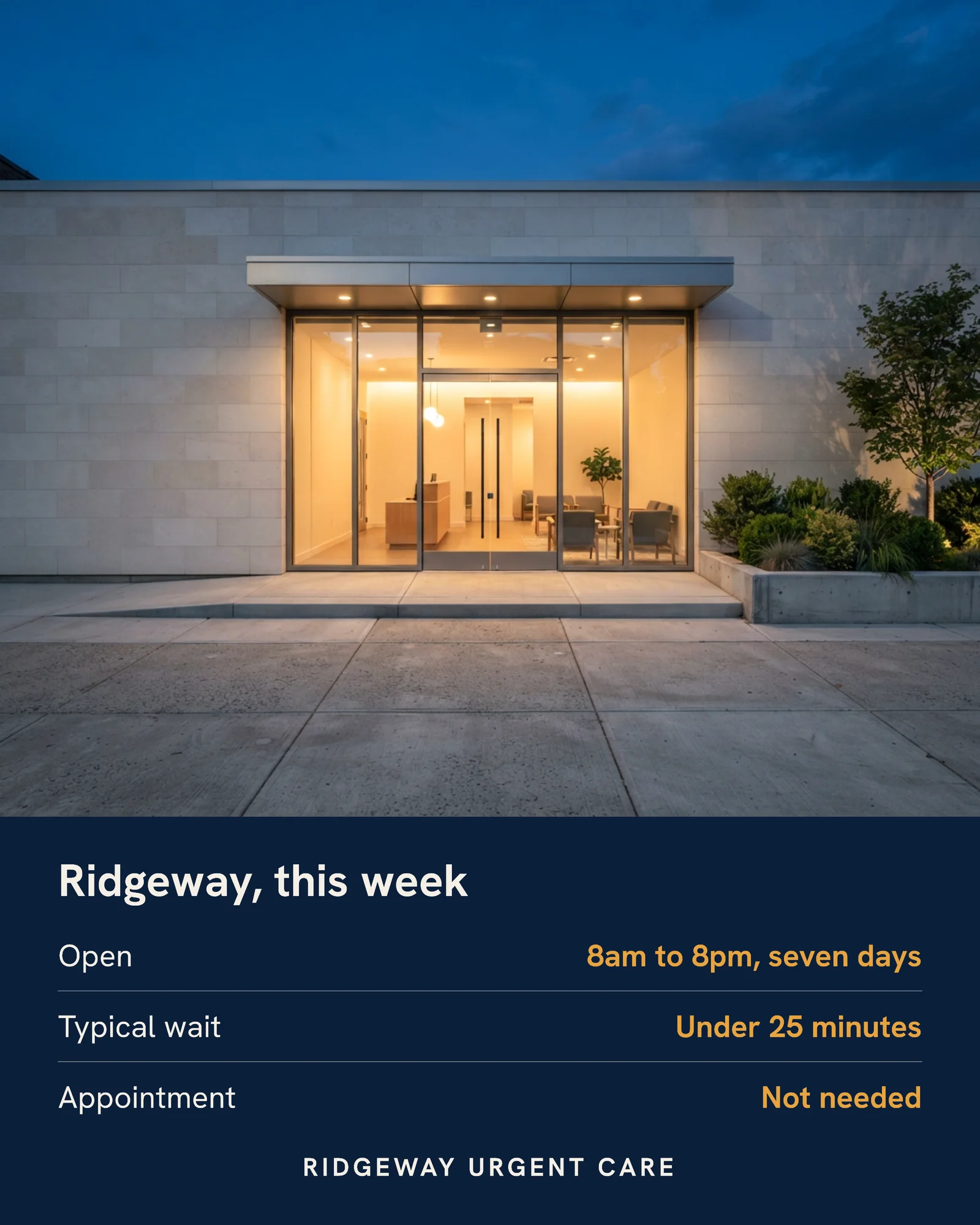 Urgent Care Hours Instagram Post — 4:5 Instagram post template