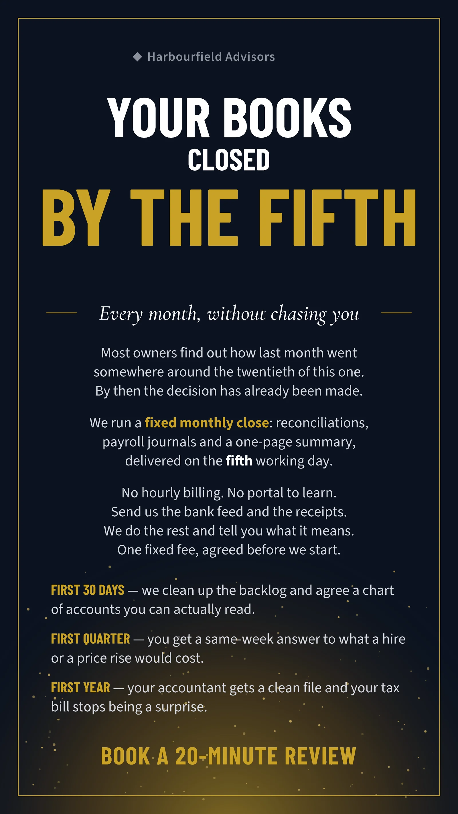 Monthly Bookkeeping Gold Frame Instagram Ad — 9:16 Instagram ad template