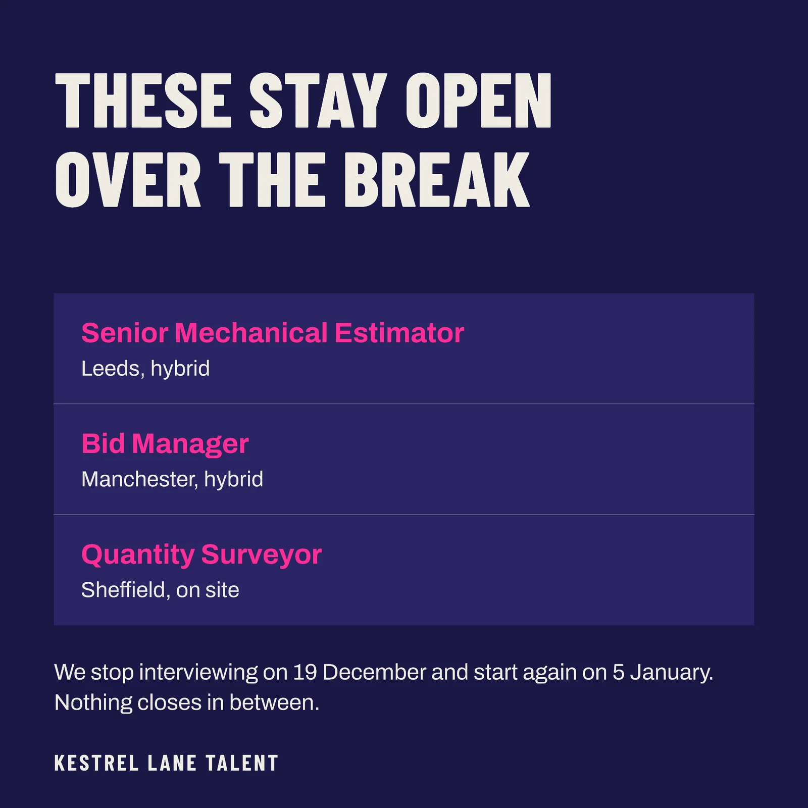 Card Grid Roles Open Over The Break LinkedIn Post — 1:1 LinkedIn post template
