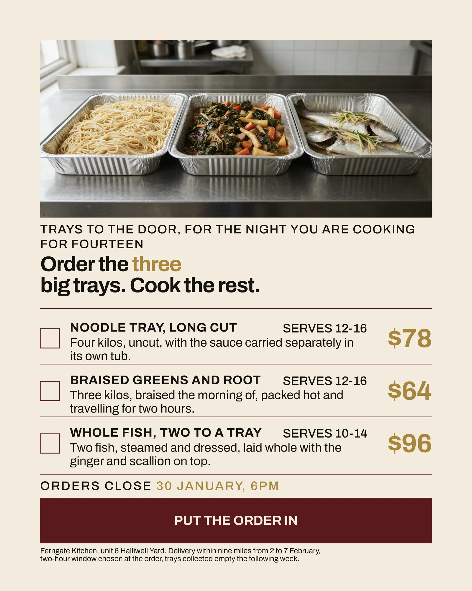 Cream Oxblood Order Form Banquet Tray Catering Facebook Ad — 4:5 Facebook ad template