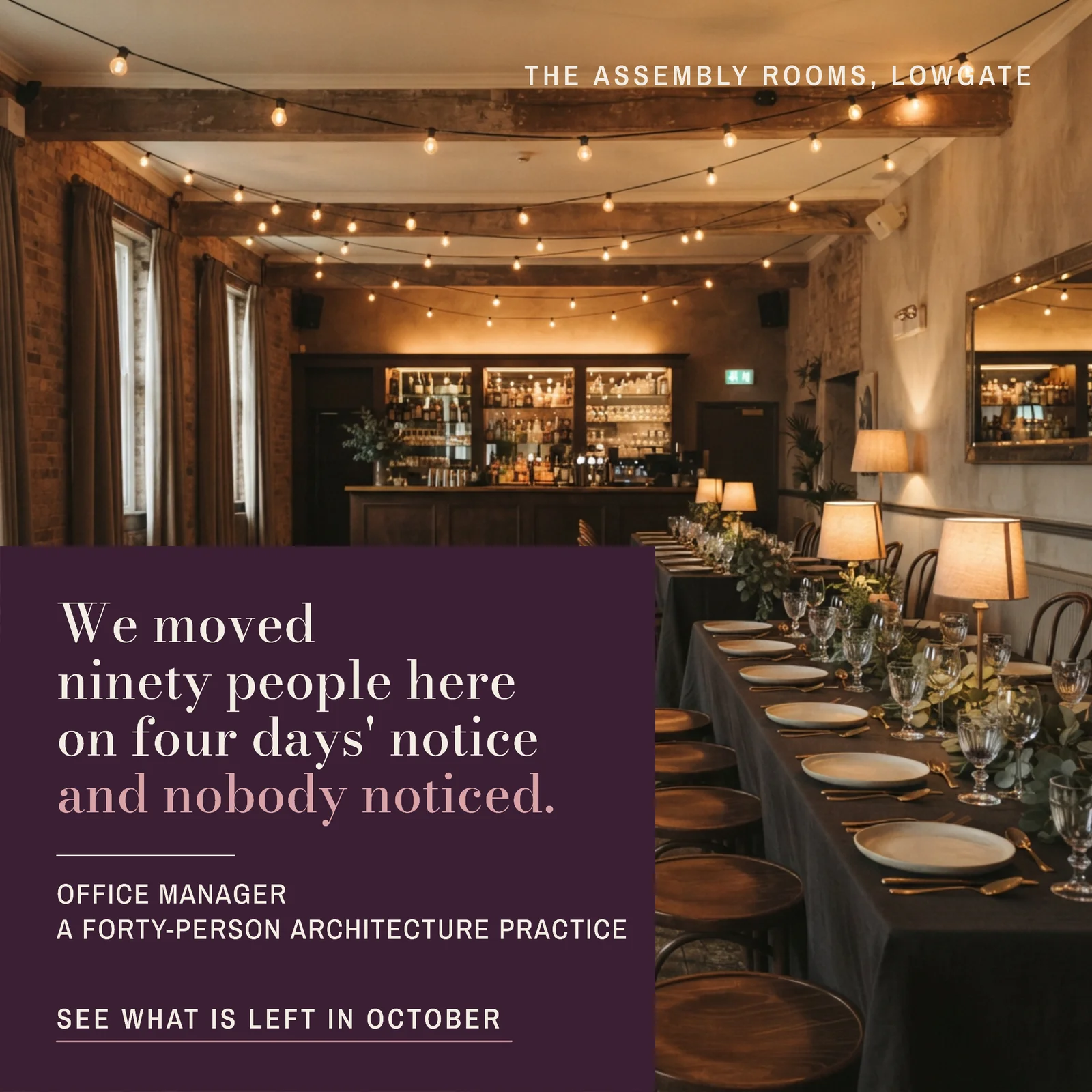 Function Venue Halloween Hire Quote LinkedIn Ad — 1:1 LinkedIn ad template
