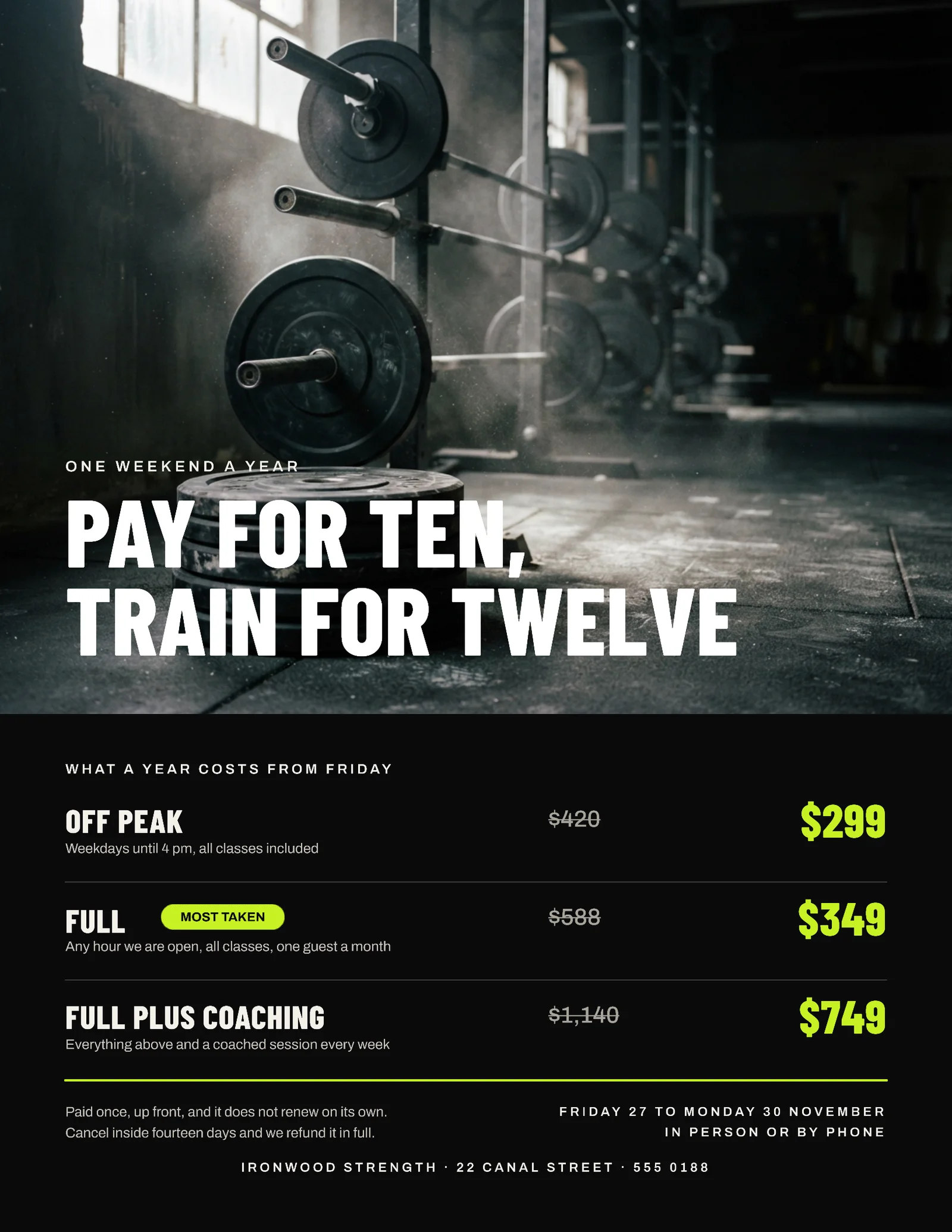 Lime Price Table Gym Black Friday Membership Flyer — Letter Flyer template