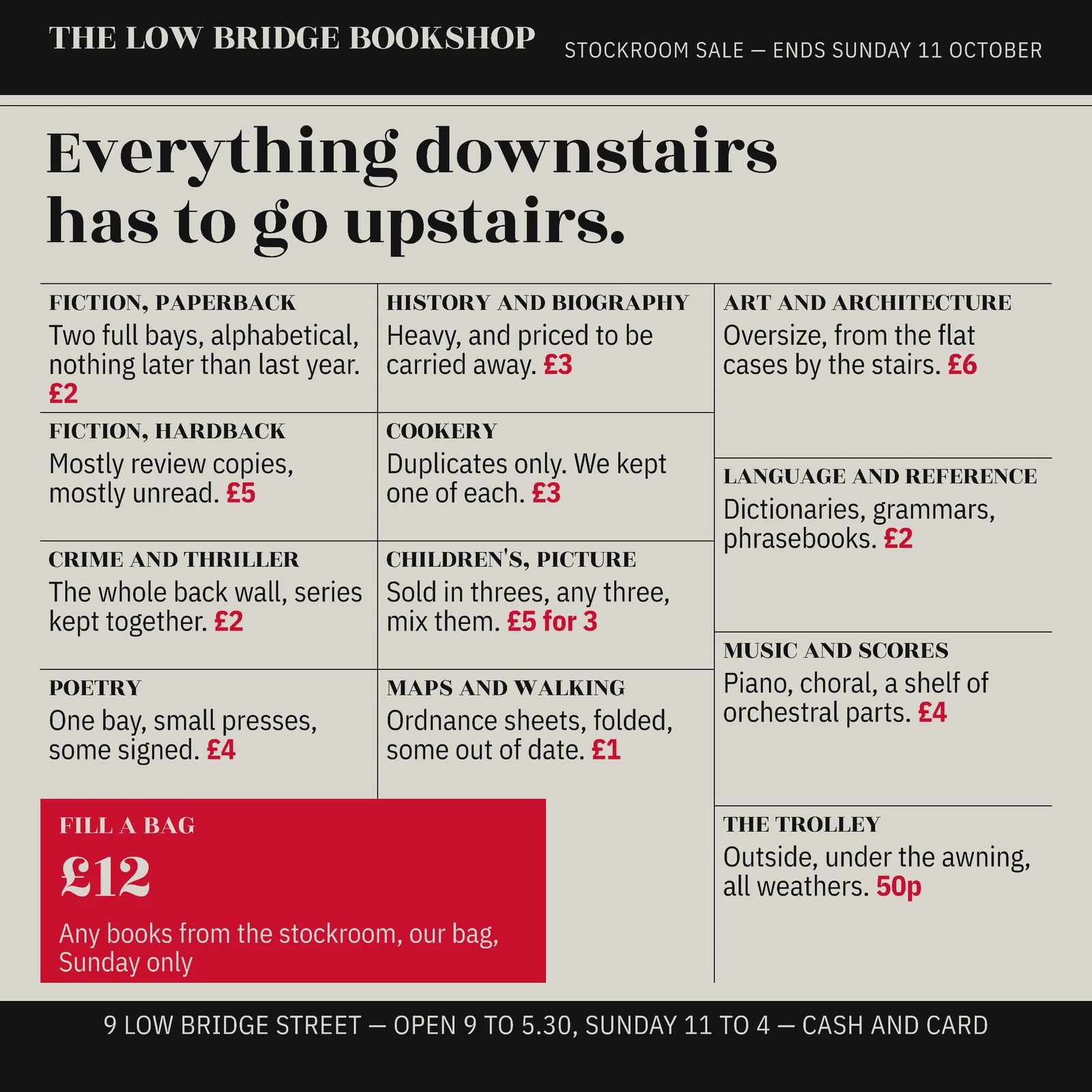 Newsprint Red Classified Column Bookshop Stockroom Sale Facebook Ad — 1:1 Facebook ad template