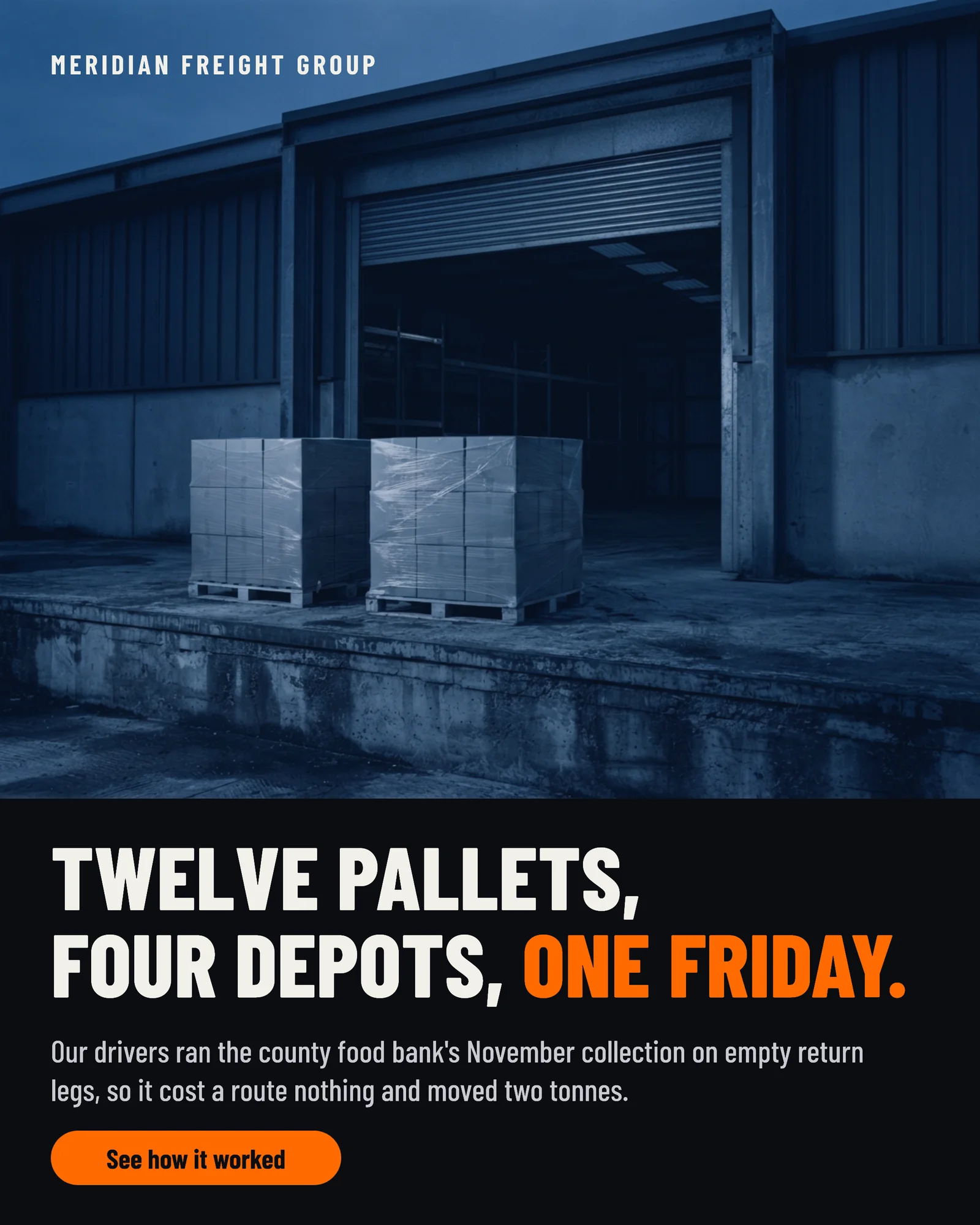 Freight Food Bank Run LinkedIn Ad — 4:5 LinkedIn ad template