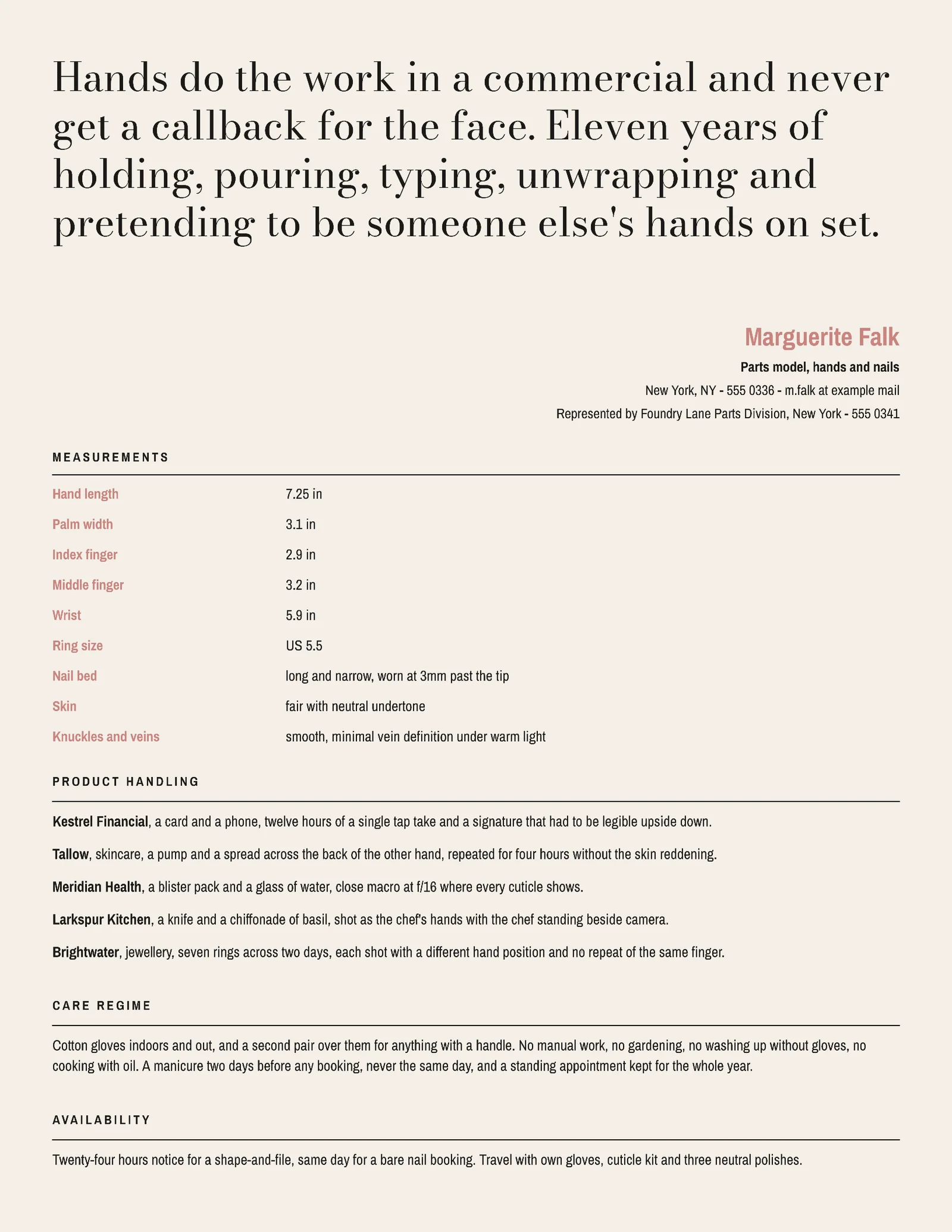 Hand Model Resume — Letter Resume template
