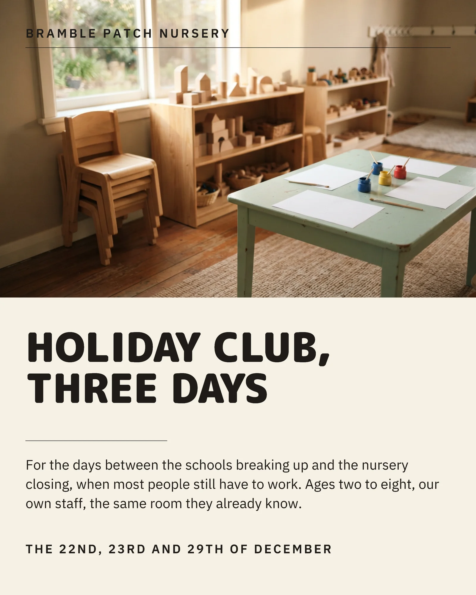 Cream Tomato Day Plan Nursery Christmas Holiday Club Facebook Carousel — 5-panel Facebook carousel carousel template, page 1 of 5
