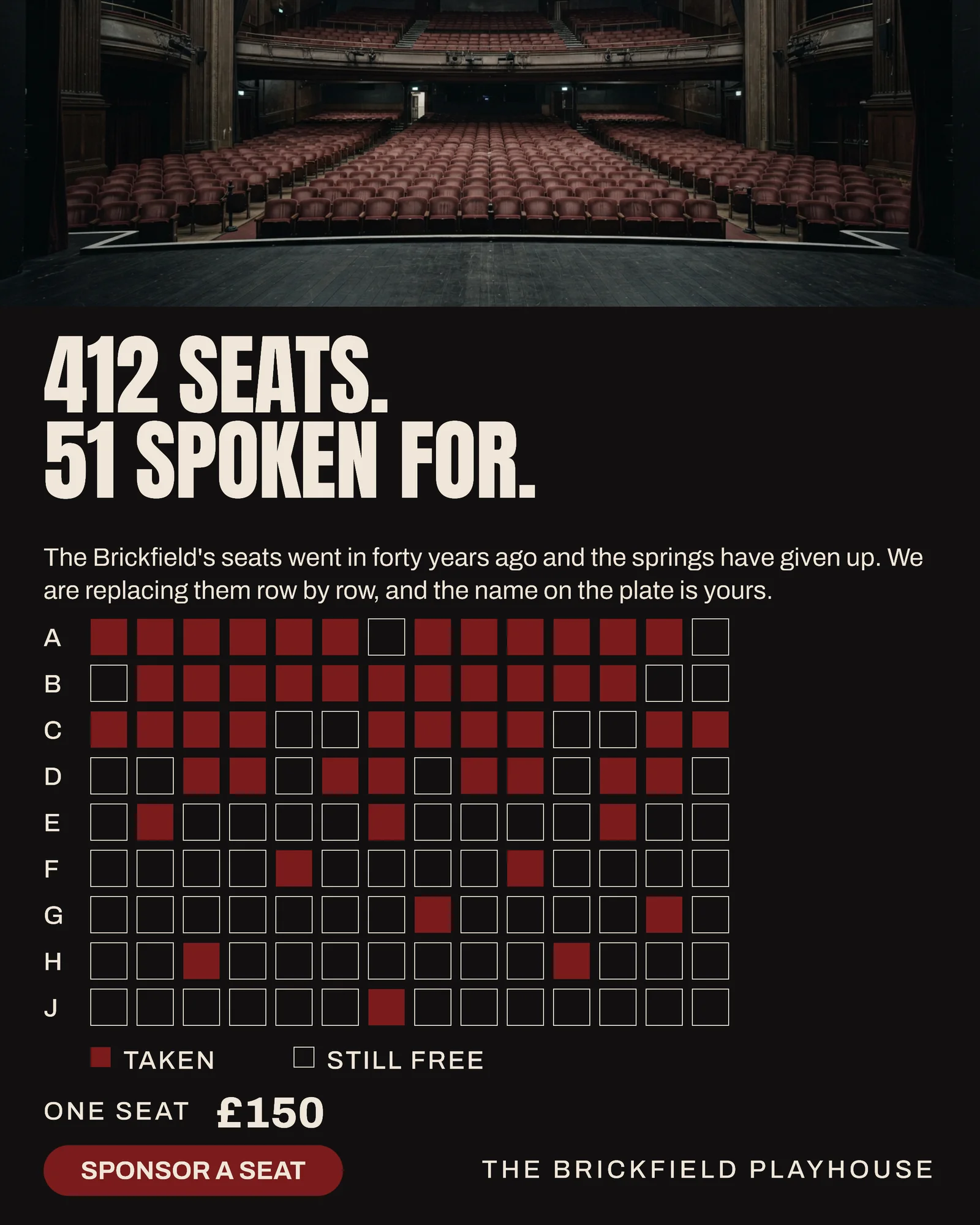 Near Black Oxblood Seat Plan Grid Playhouse Seat Sponsorship Instagram Ad — 4:5 Instagram ad template