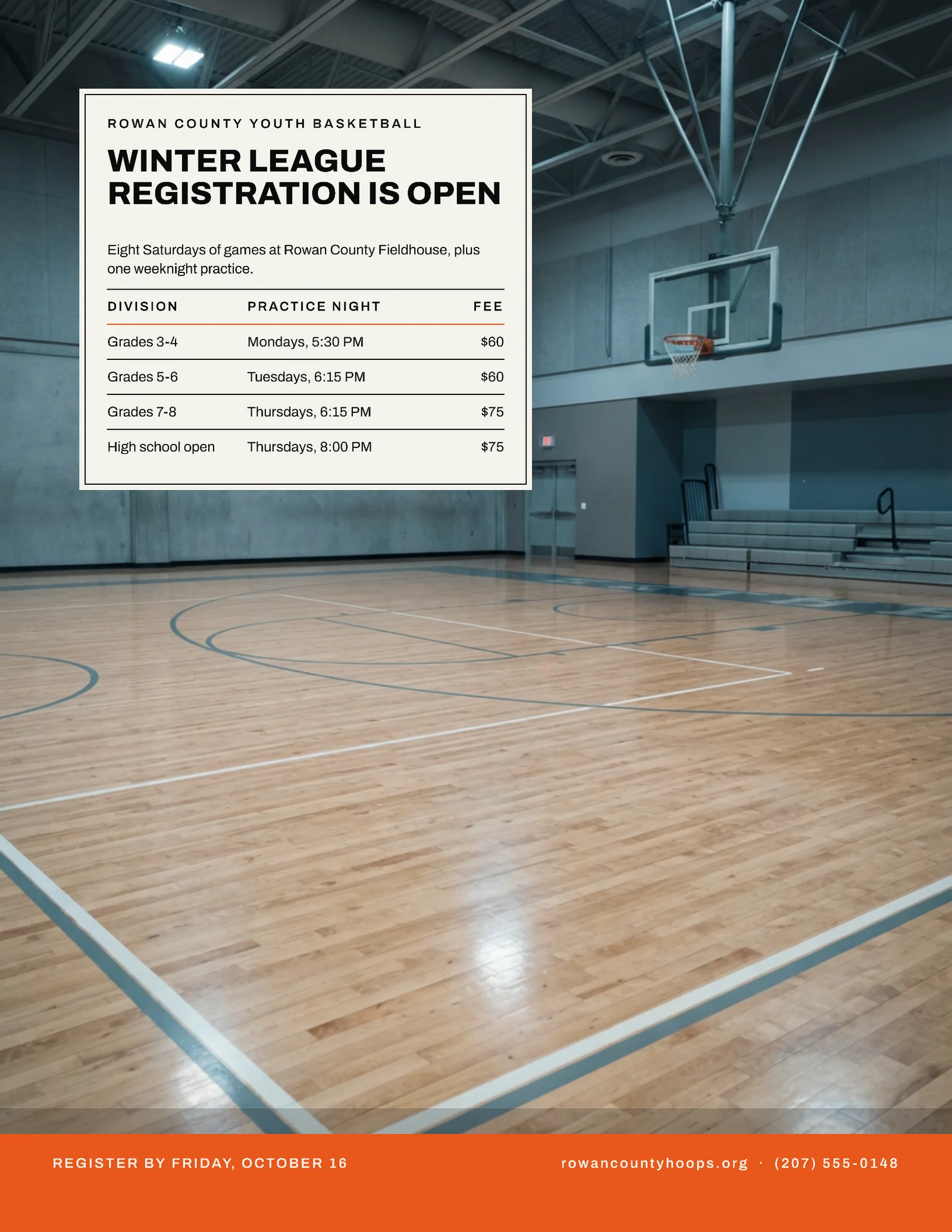 Chalk Orange Corner Plate County Youth Winter League Flyer — Letter Flyer template