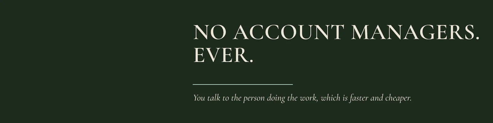 No Account Managers LinkedIn Banner — 4:1 LinkedIn banner template