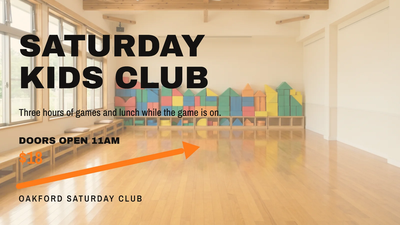 Arrow Callout Saturday Kids Club YouTube Ad — 16:9 YouTube ad template