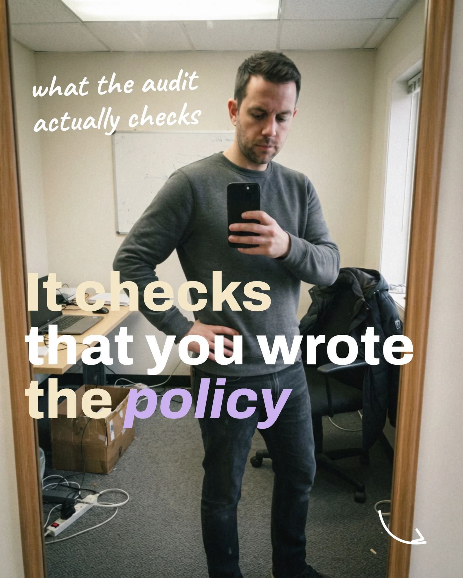 Mirror Selfie Founder Hot Take Carousel — 5-panel Instagram carousel carousel template, page 3 of 5