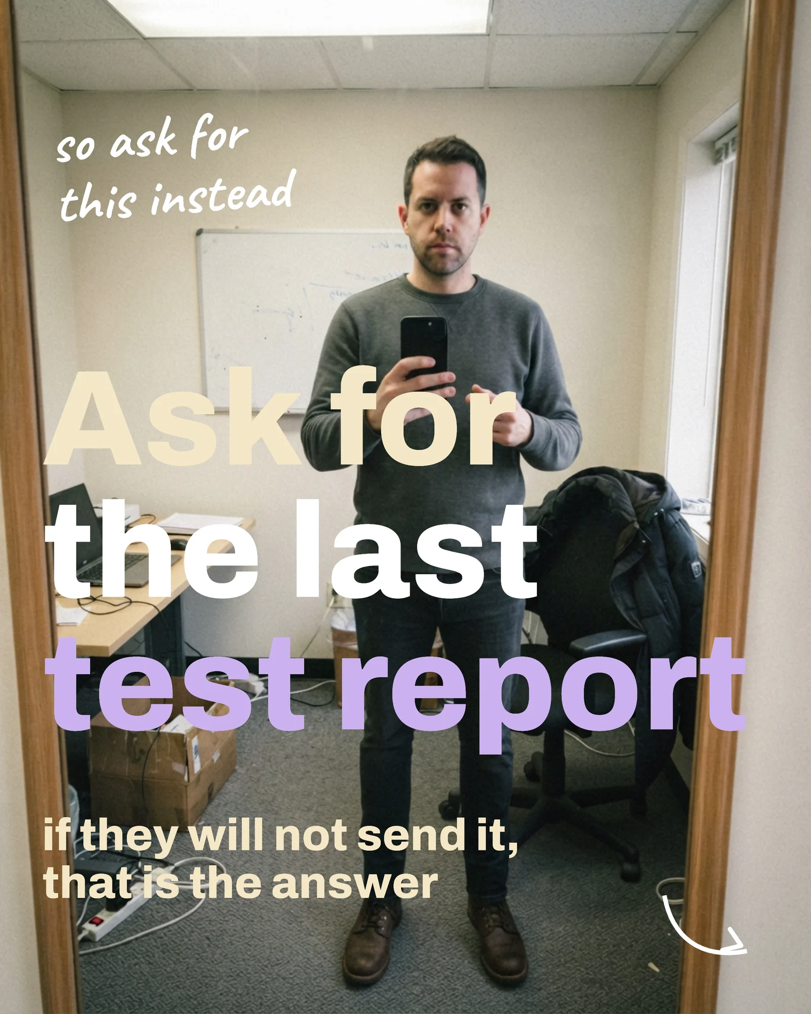 Mirror Selfie Founder Hot Take Carousel — 5-panel Instagram carousel carousel template, page 5 of 5