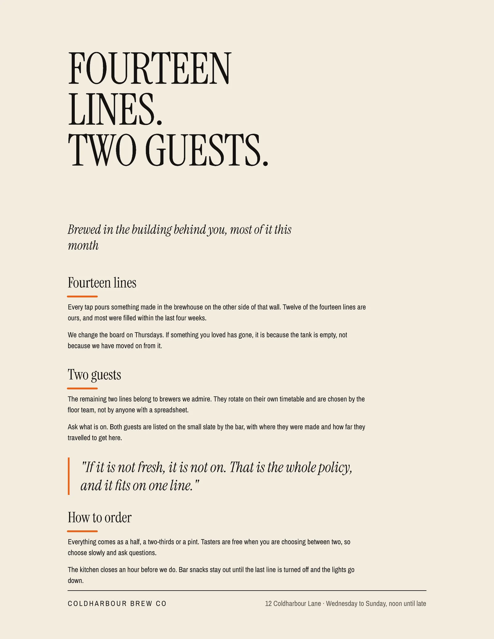 Brewed Behind You Menu — Letter Menu template