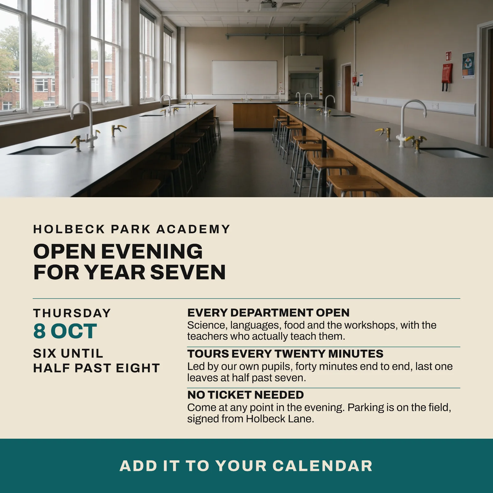 Oat Teal Photo Band Secondary School Open Evening Instagram Ad — 1:1 Instagram ad template